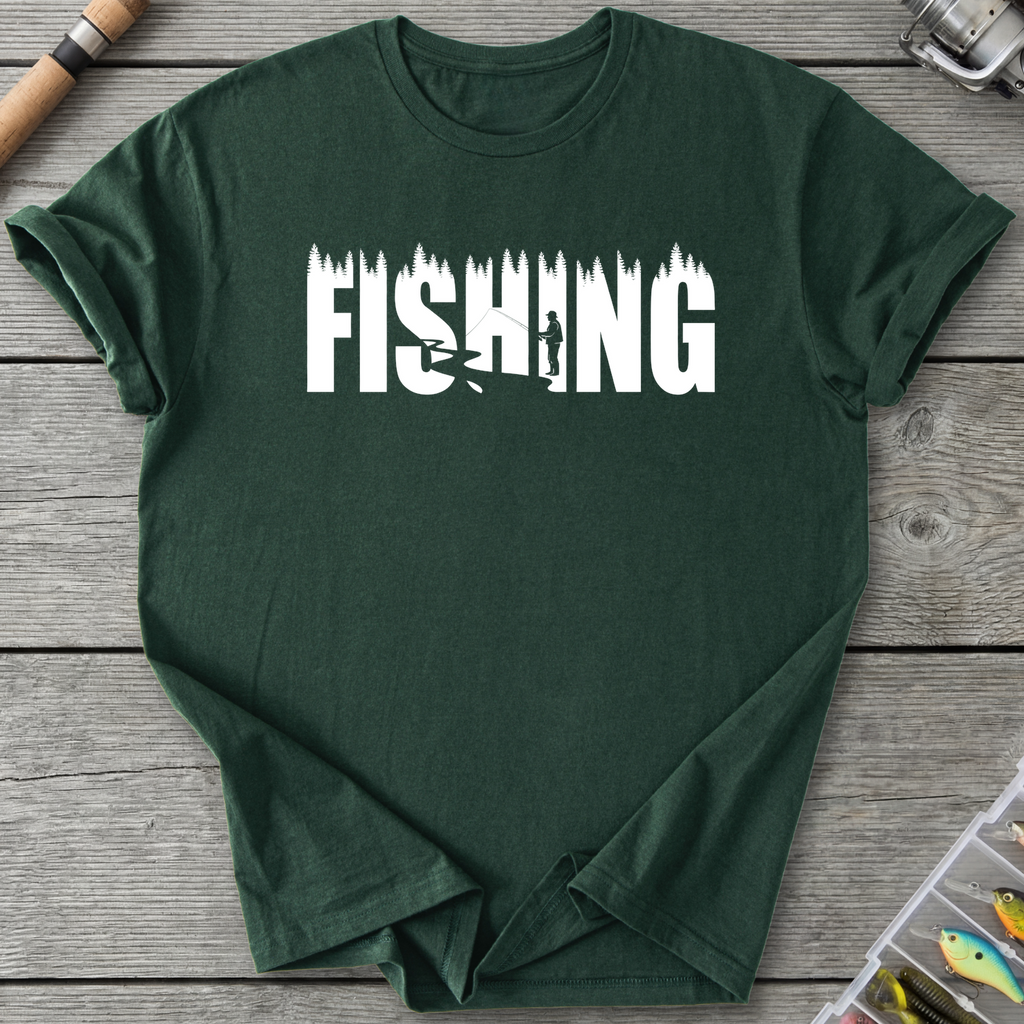 FISHING Silhouette T-Shirt — Forest Green | River Giants Club