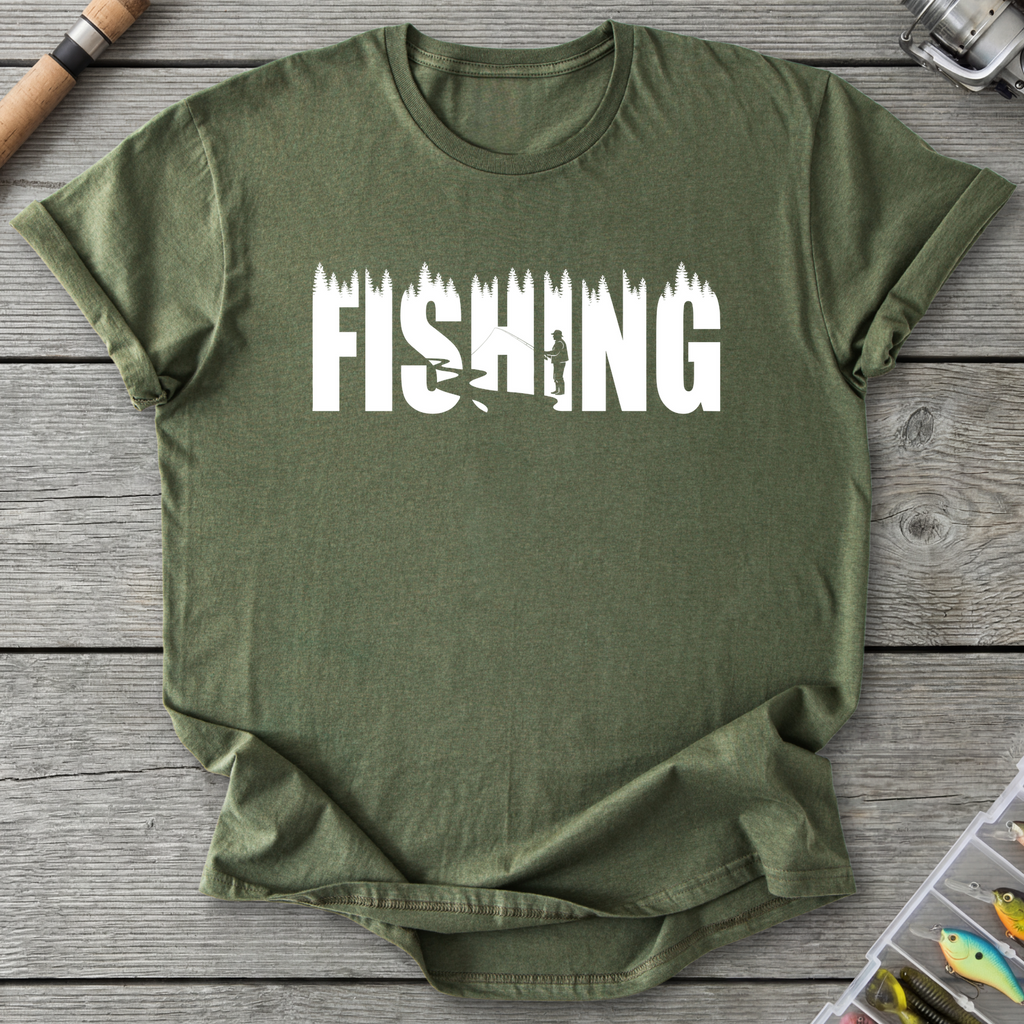 FISHING Silhouette T-Shirt — Military Green | River Giants Club