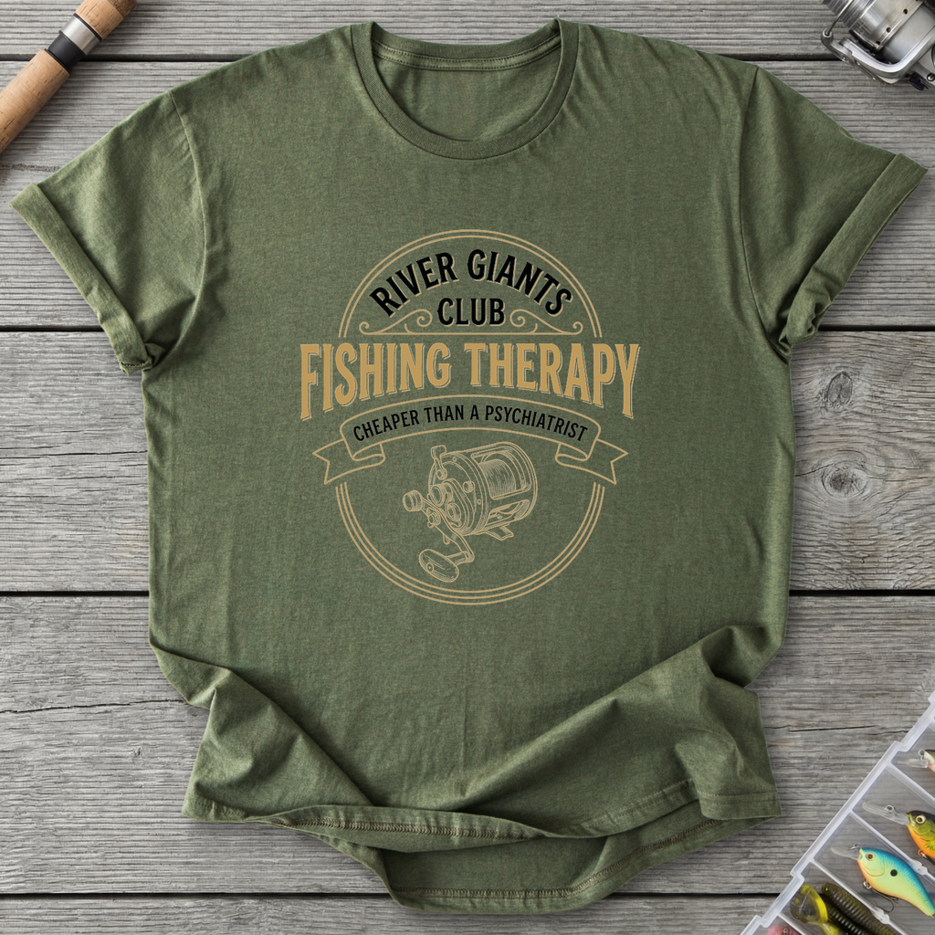 Fishing Therapy T-Shirt — Military Green | River Giants Club