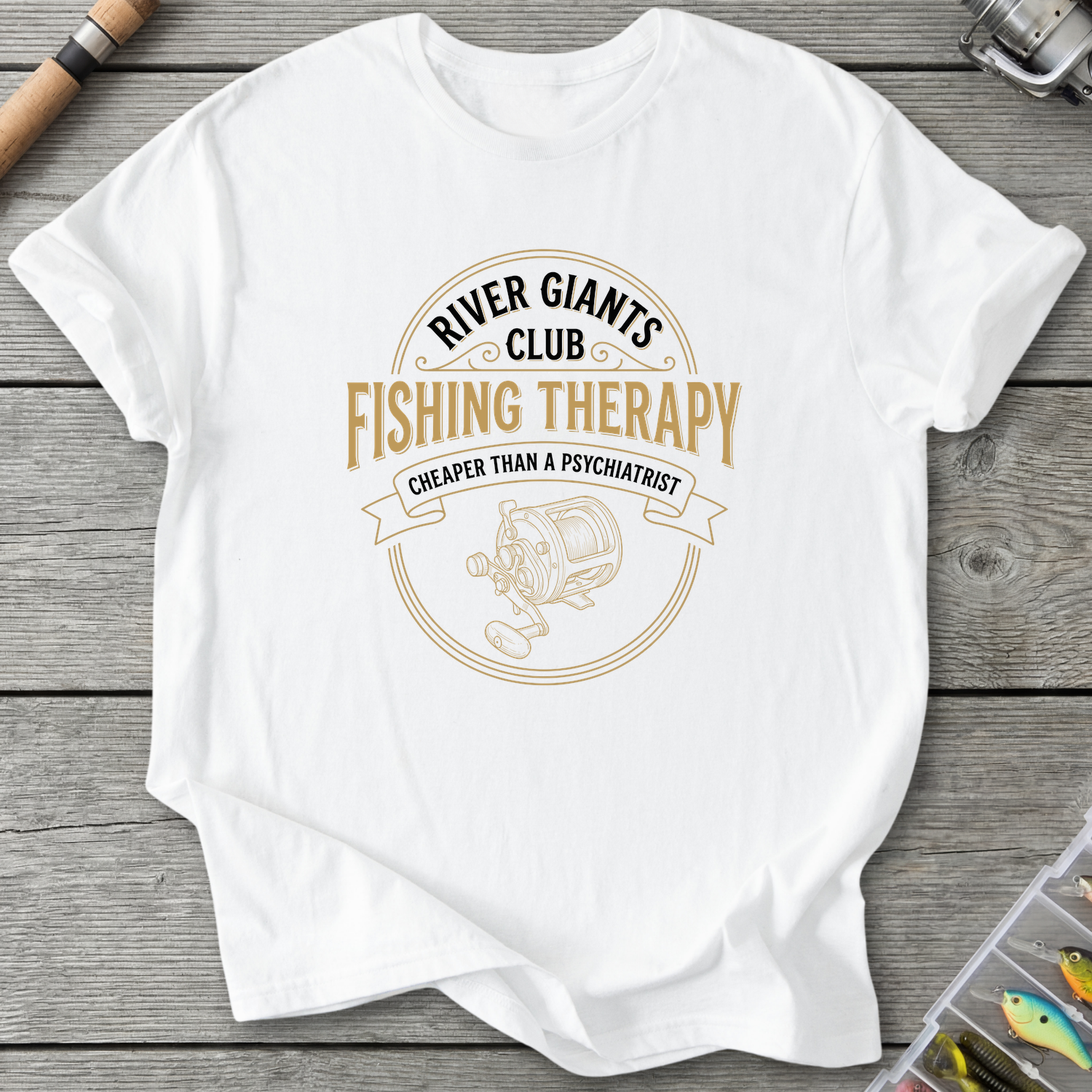 Fishing Therapy T-Shirt — White | River Giants Club