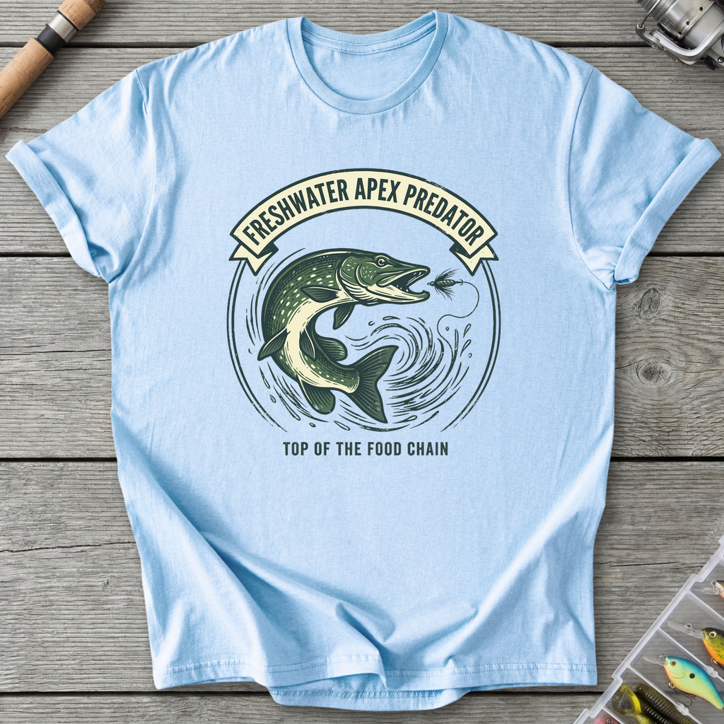 Freshwater Apex Predator Pike T-Shirt — Light Blue | River Giants Club
