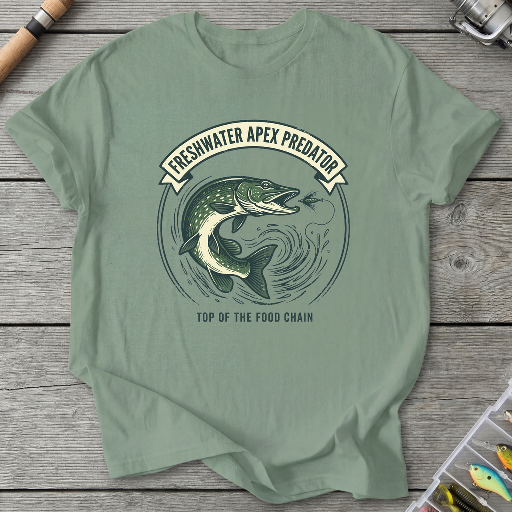 Freshwater Apex Predator Pike T-Shirt — Sage | River Giants Club