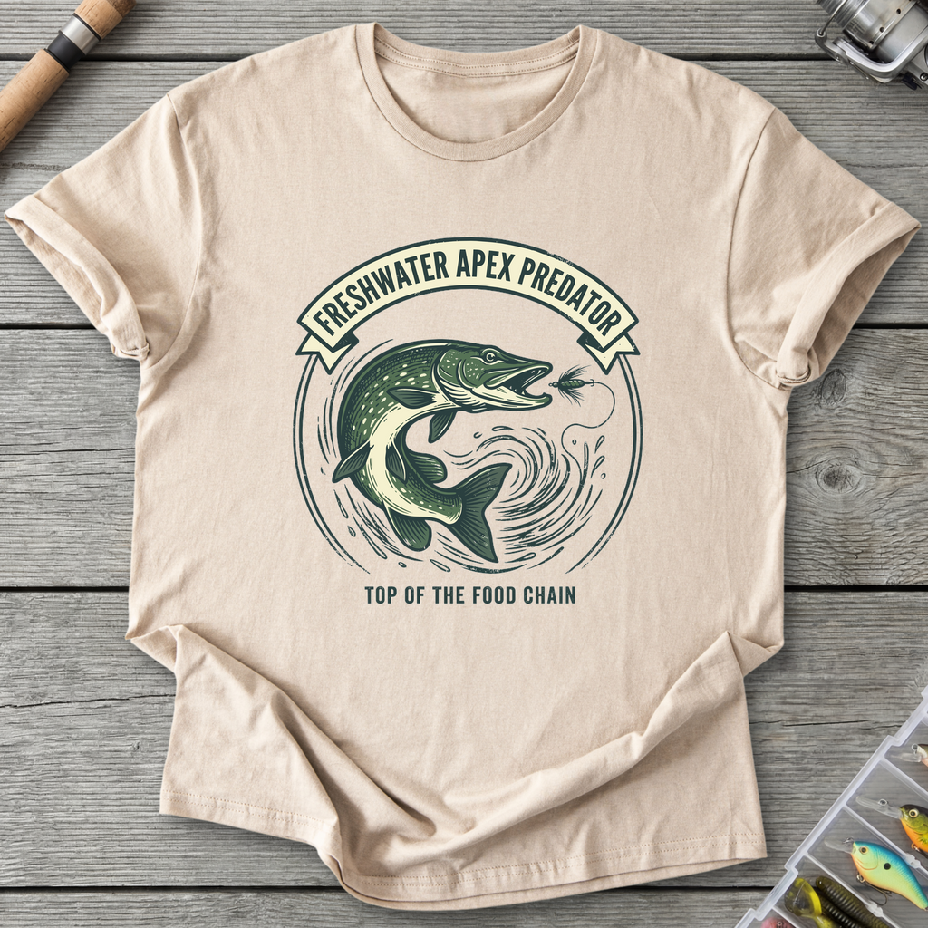 Freshwater Apex Predator Pike T-Shirt — Sand | River Giants Club