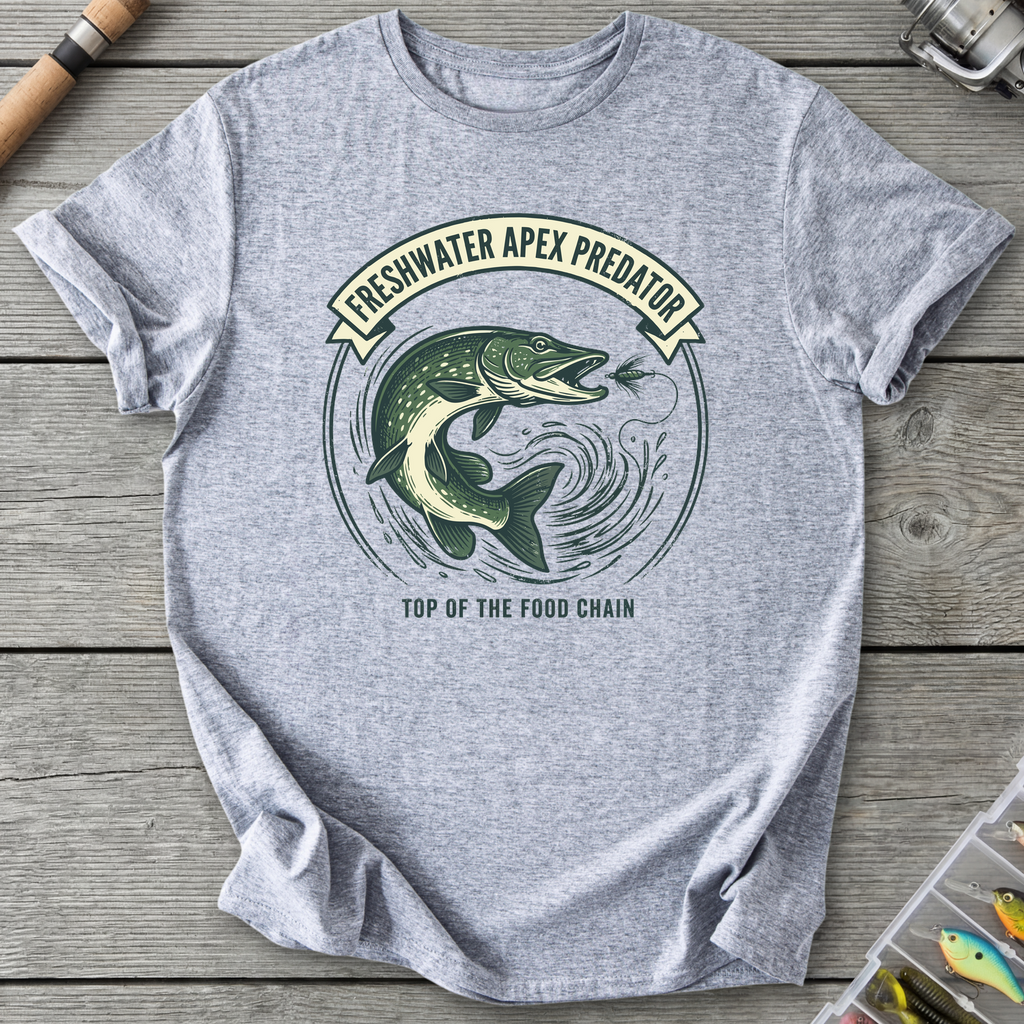 Freshwater Apex Predator Pike T-Shirt — Sport Grey | River Giants Club