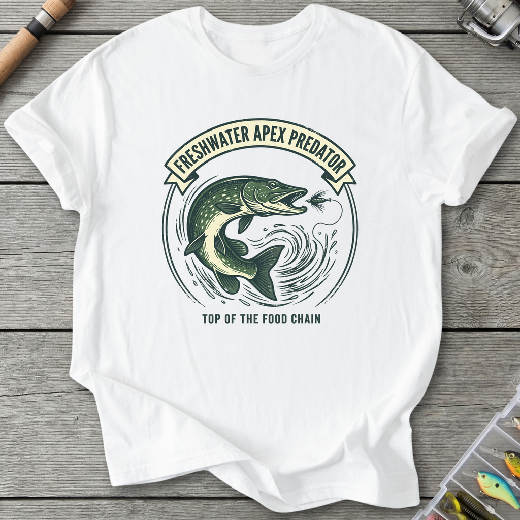 Freshwater Apex Predator Pike T-Shirt — White | River Giants Club