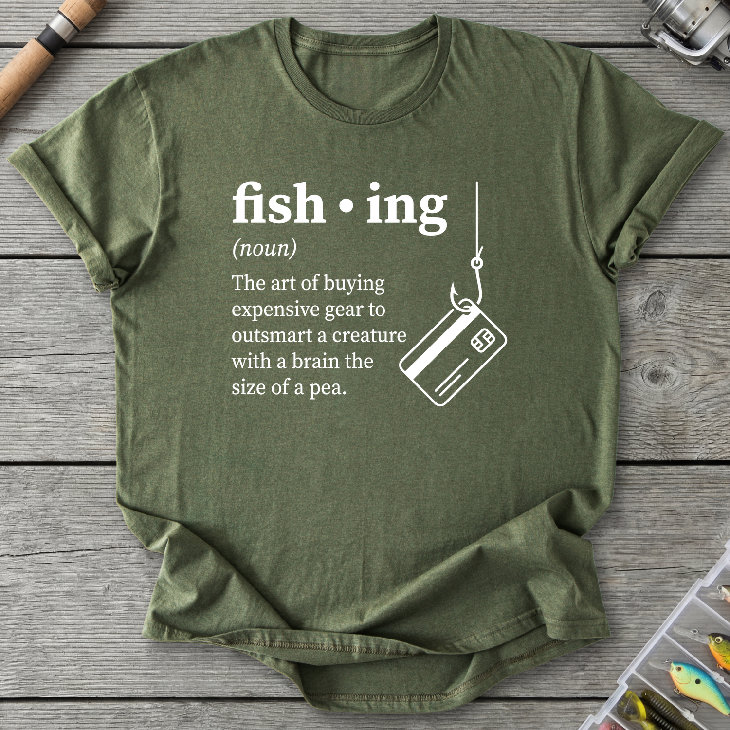 Funny Fishing Definition T-Shirt — Military Green | River Giants Club