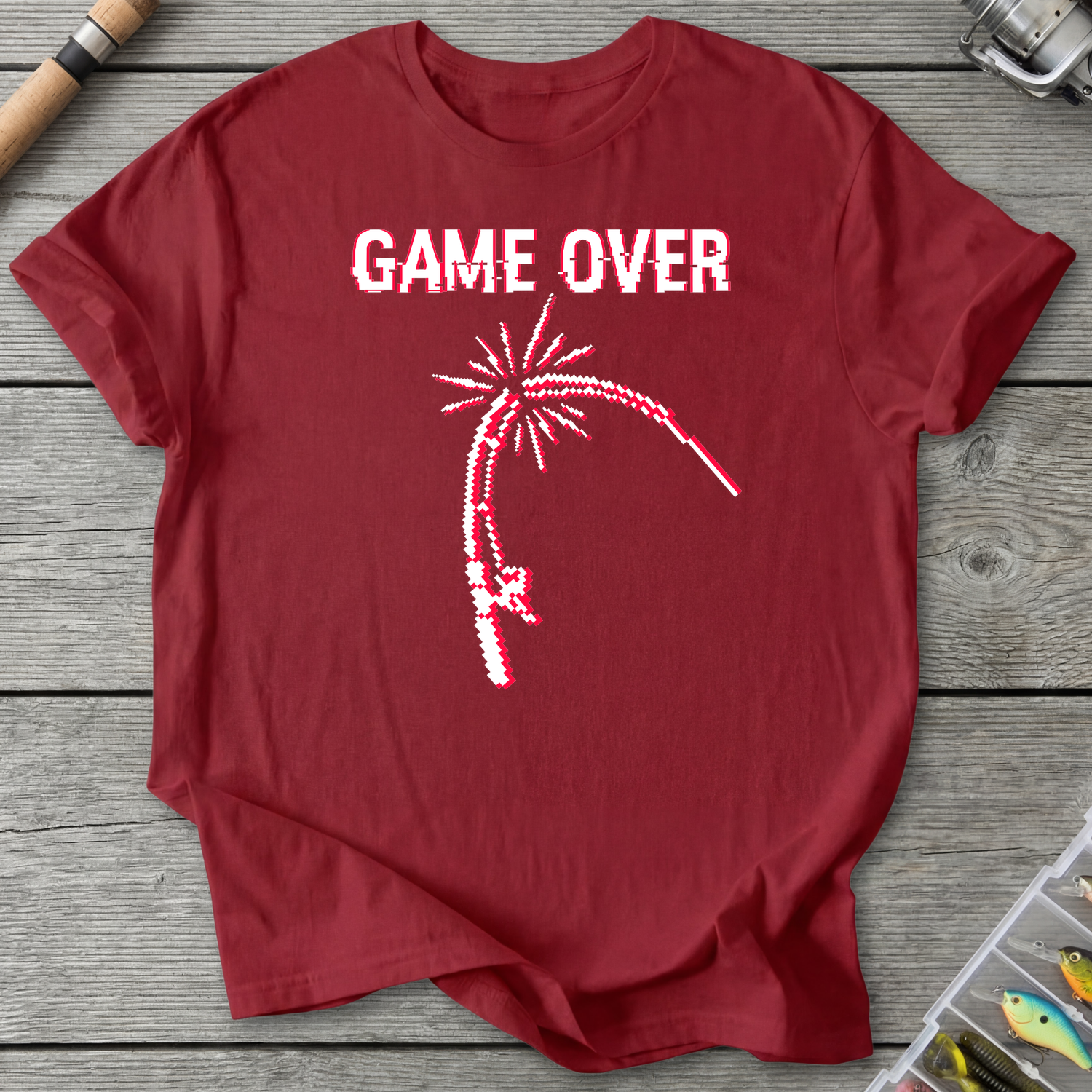 Game Over Rod Break T‑Shirt — Antique Cherry Red | River Giants Club