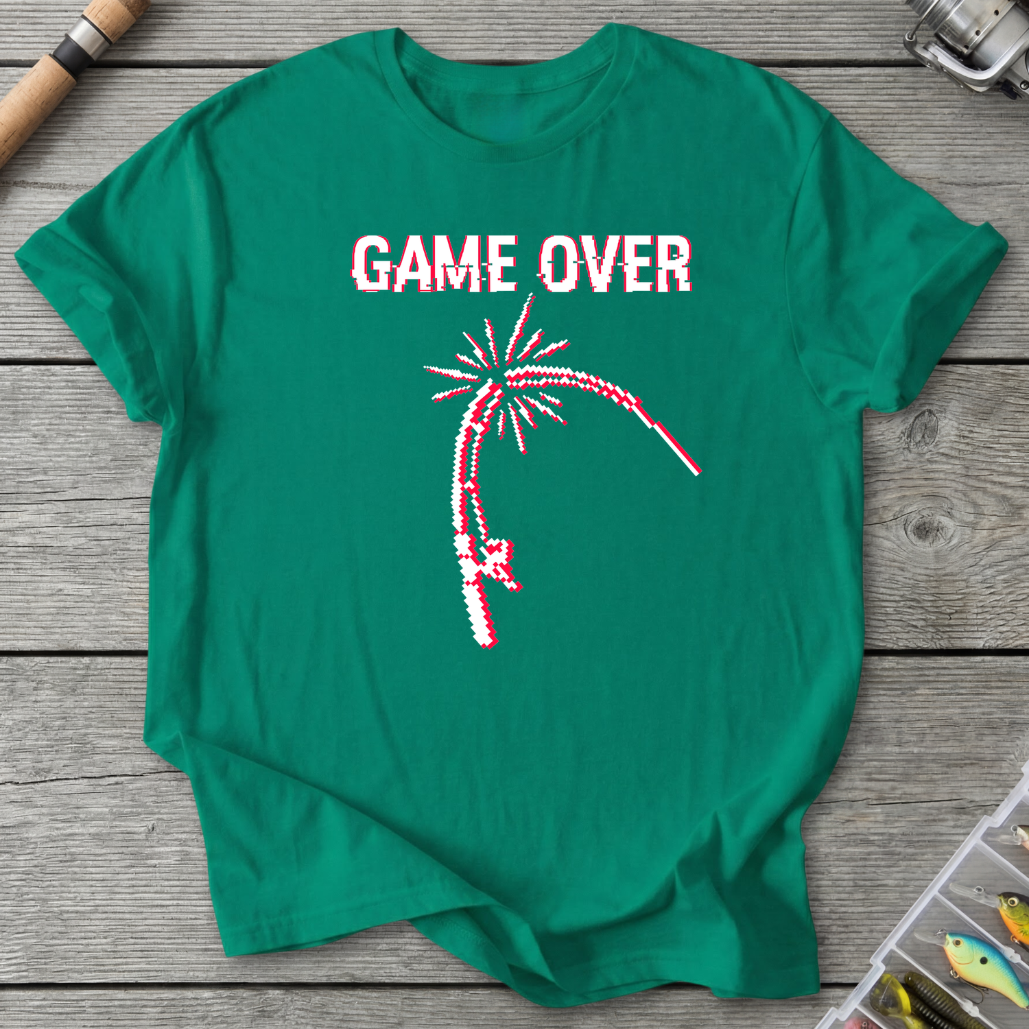 Game Over Rod Break T‑Shirt — Kelly Green | River Giants Club