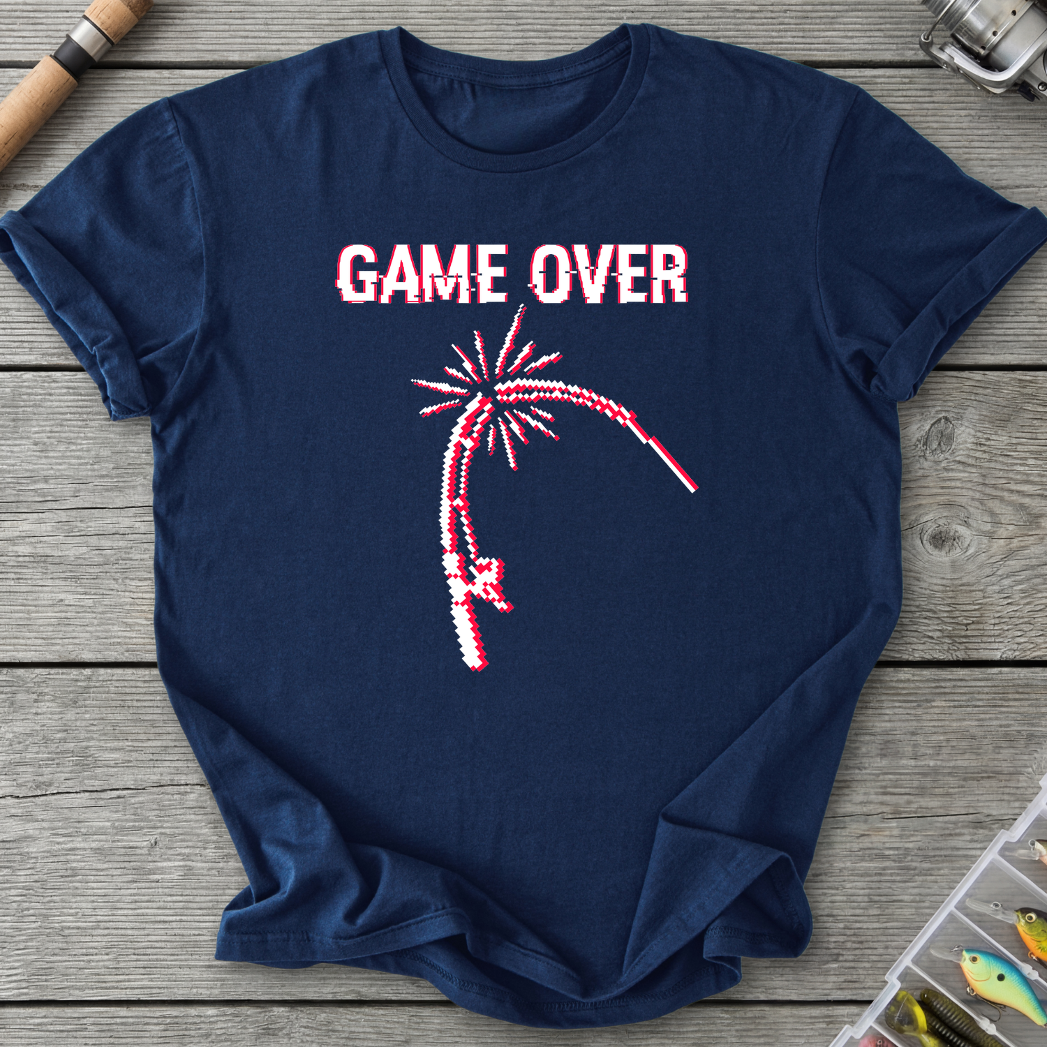 Game Over Rod Break T‑Shirt — Navy | River Giants Club