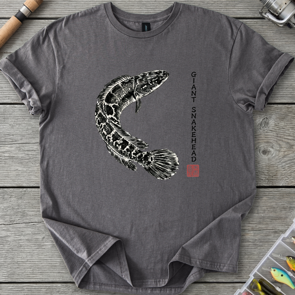 Giant Snakehead Japanese Art T-Shirt — Charcoal | River Giants Club