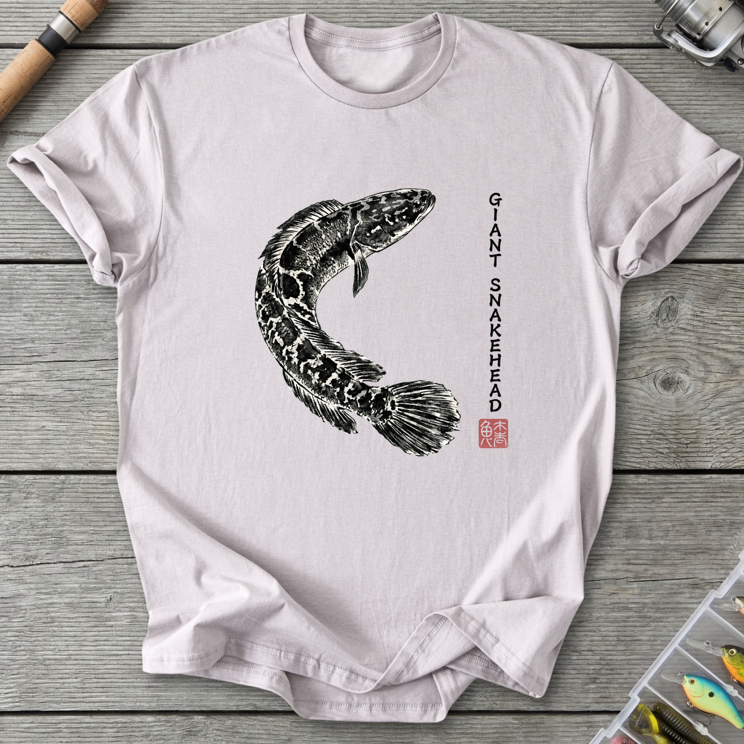 Giant Snakehead Japanese Art T-Shirt — Ice Grey | River Giants Club
