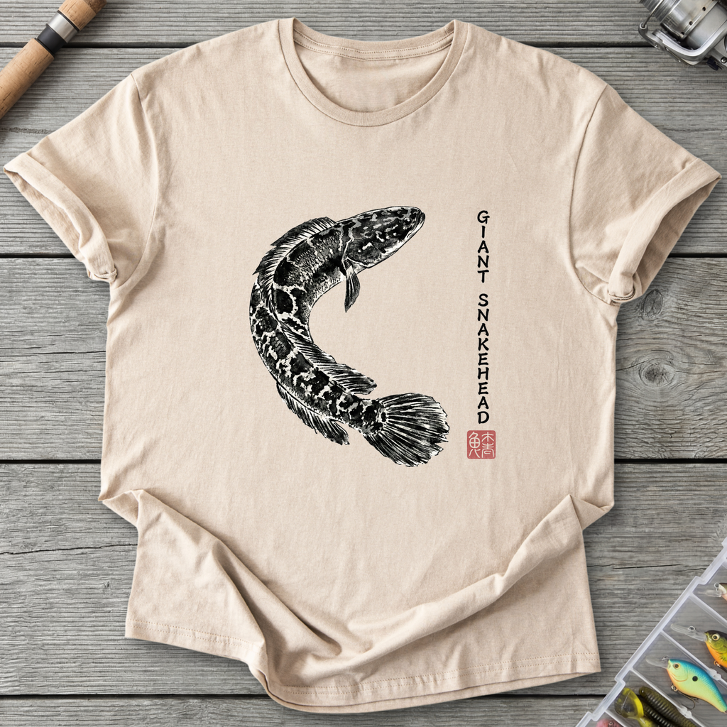 Giant Snakehead Japanese Art T-Shirt — Sand | River Giants Club