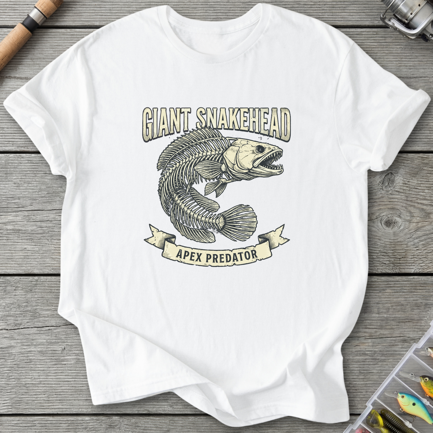 Giant Snakehead Skeleton T-Shirt — White | River Giants Club