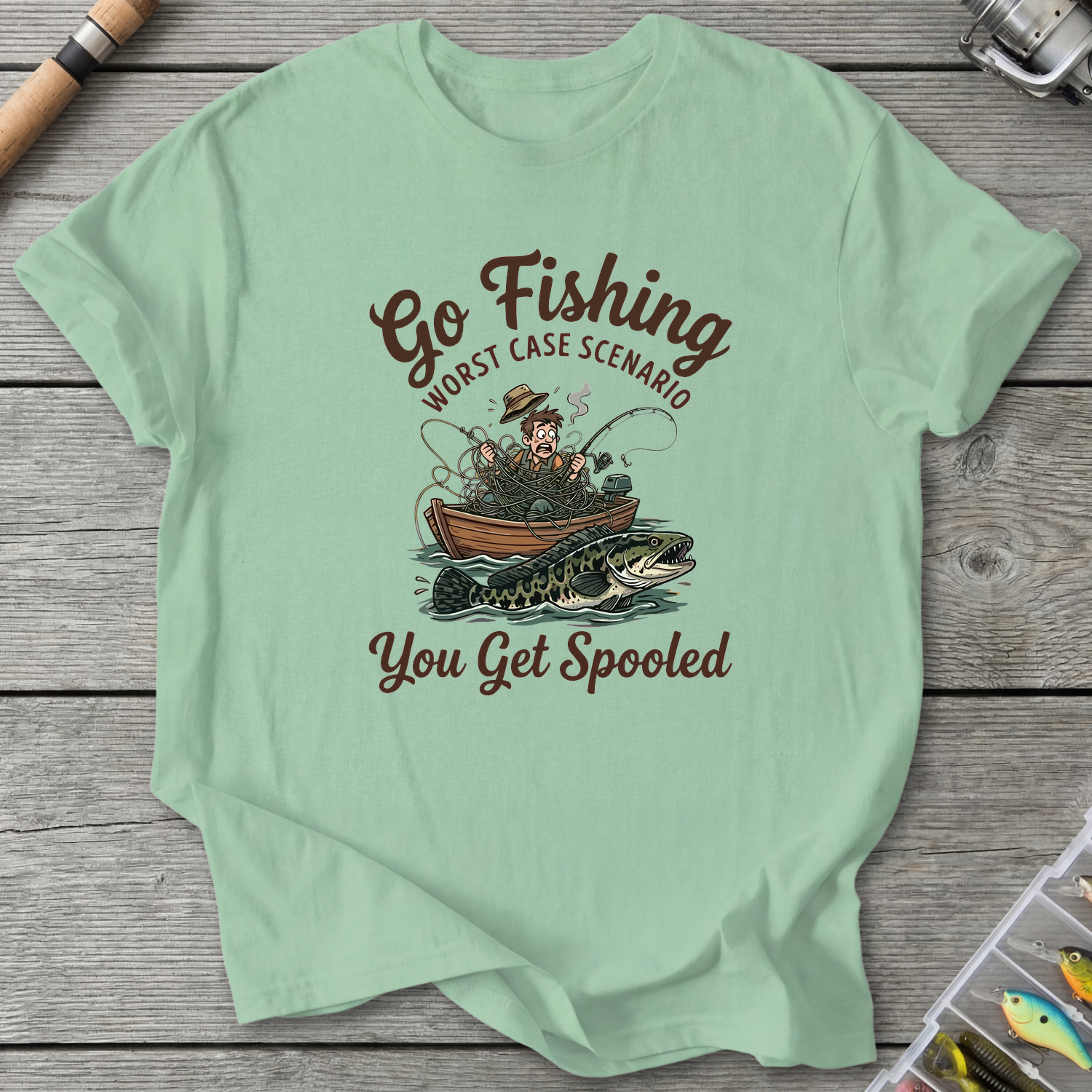 Go Fishing T-Shirt — Mint Green | River Giants Club