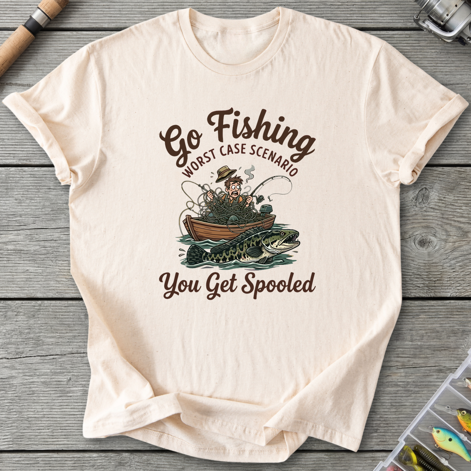 Go Fishing T-Shirt — Natural | River Giants Club