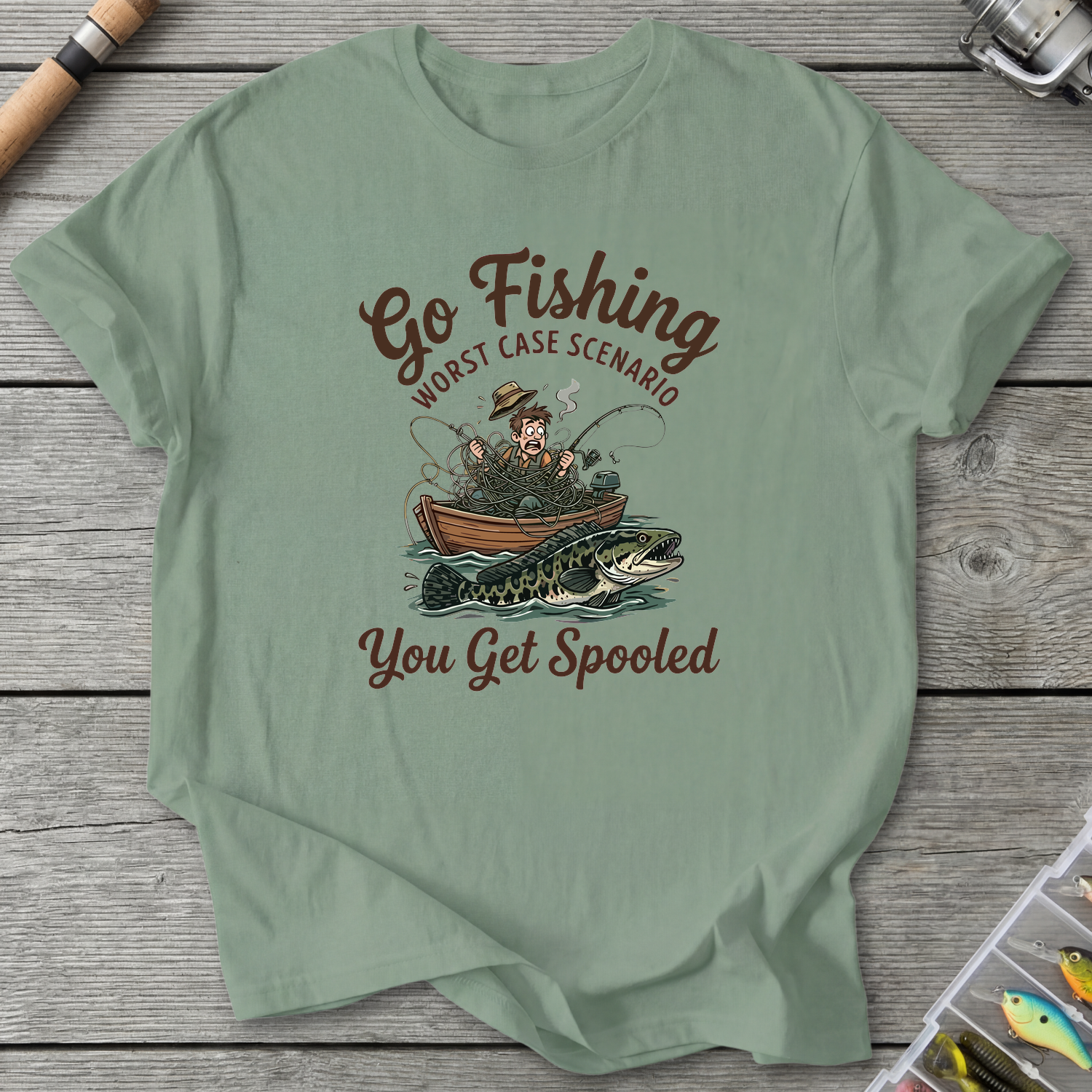 Go Fishing T-Shirt — Sage | River Giants Club