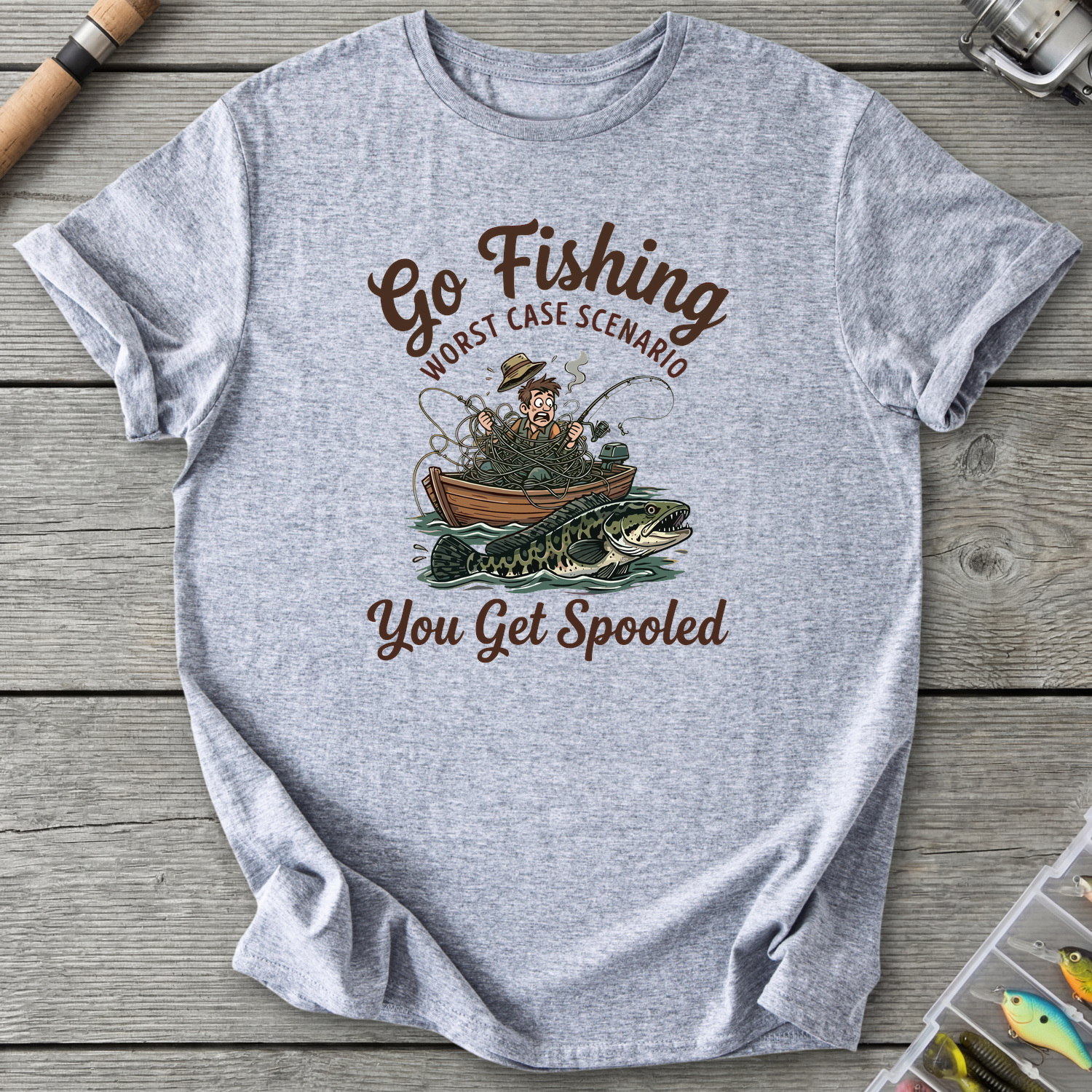 Go Fishing T-Shirt — Sport Grey | River Giants Club