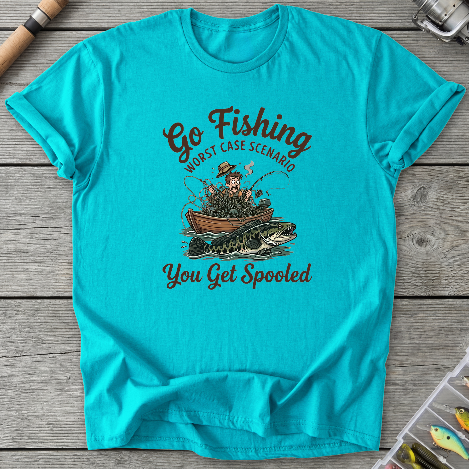 Go Fishing T-Shirt — Tropical Blue | River Giants Club