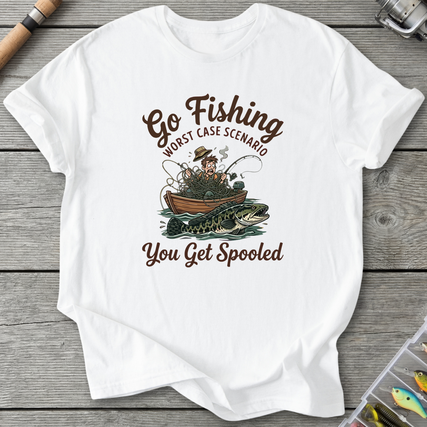 Go Fishing T-Shirt — White | River Giants Club