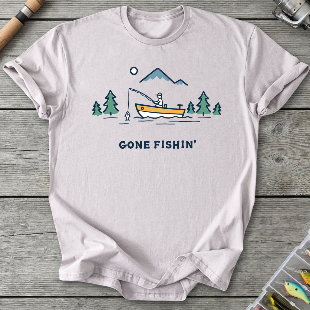 Gone Fishin' Minimalist T-Shirt — Ice Grey | River Giants Club