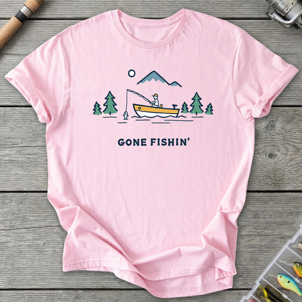 Gone Fishin' Minimalist T-Shirt — Light Pink | River Giants Club