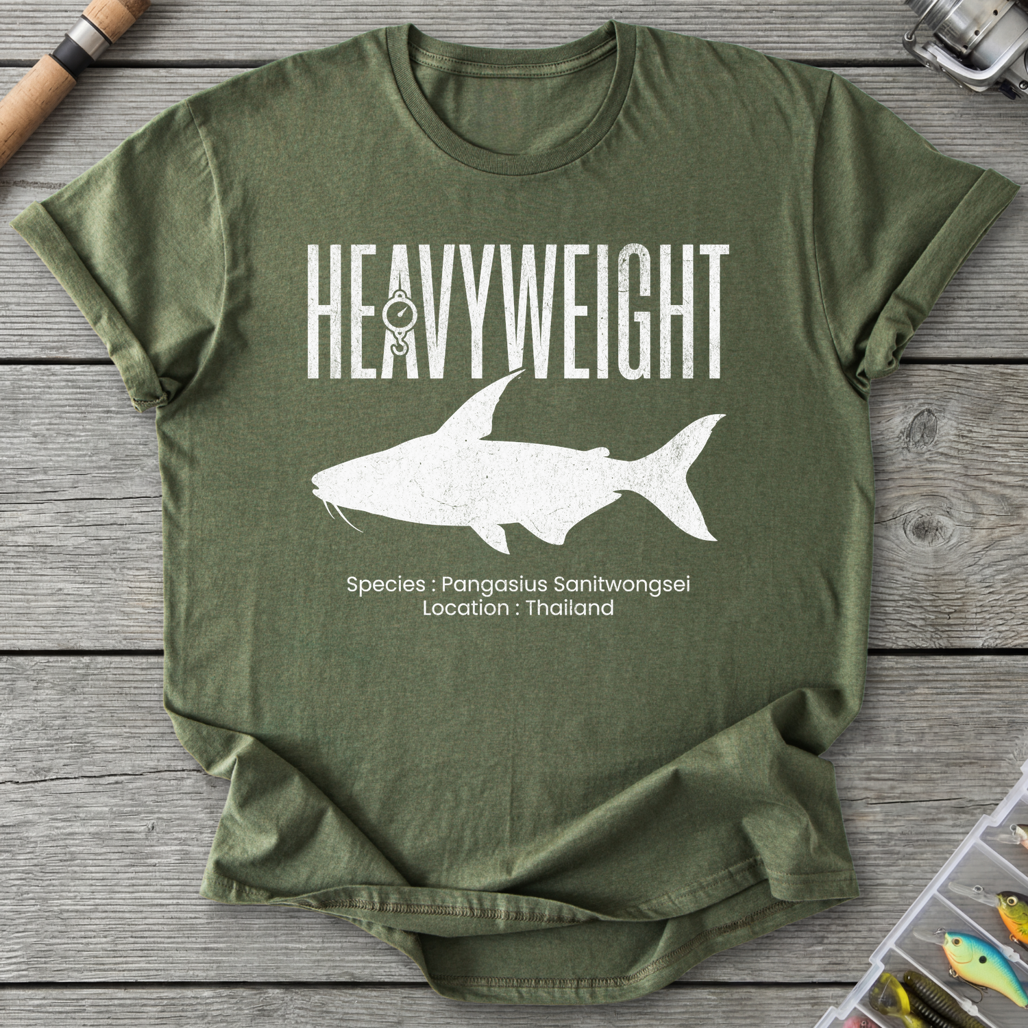 Heavyweight Catfish T-Shirt — Military Green | River Giants Club