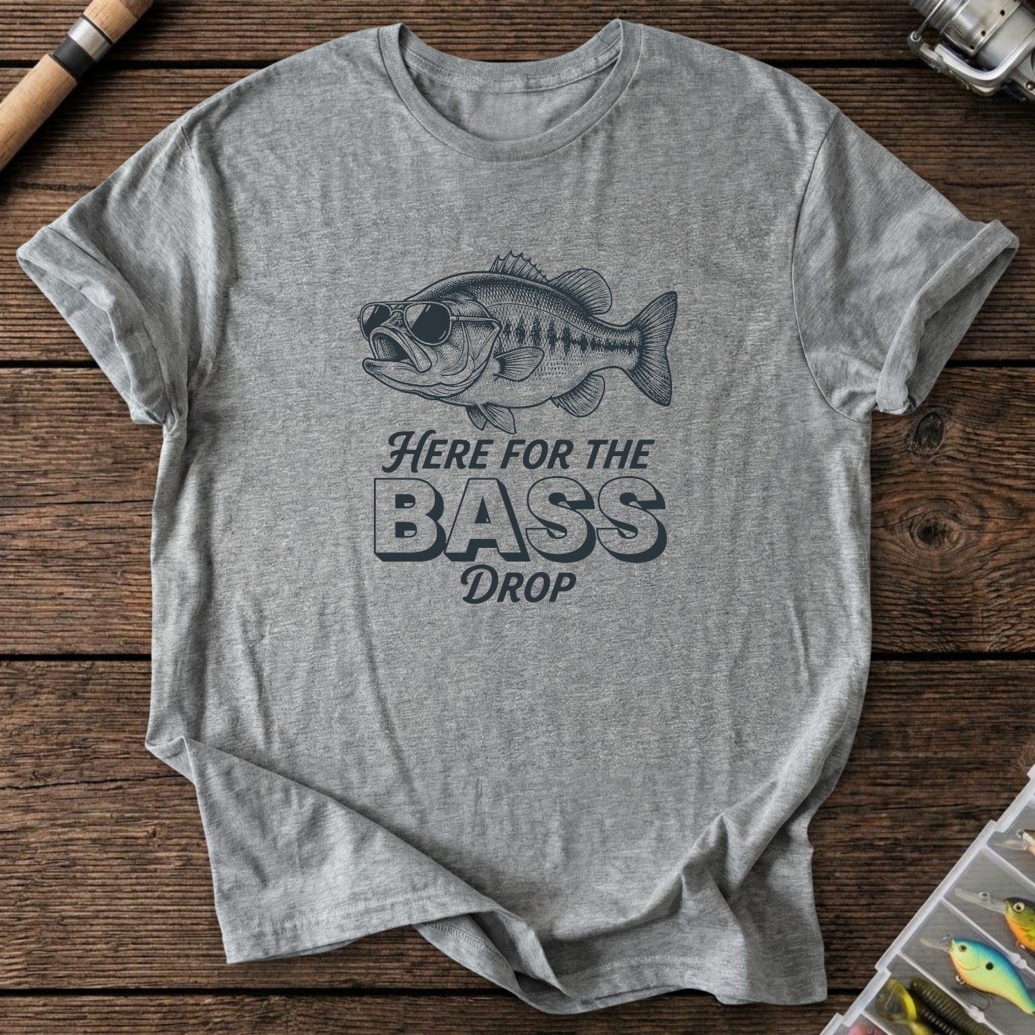 Here for the Bass Drop T-Shirt — Graphite Heather | River Giants Club