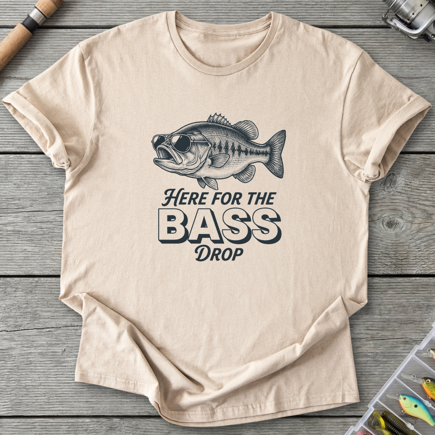 Here for the Bass Drop T-Shirt — Sand | River Giants Club