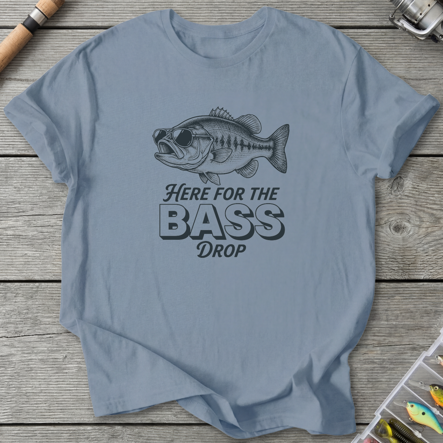 Here for the Bass Drop T-Shirt — Stone Blue | River Giants Club