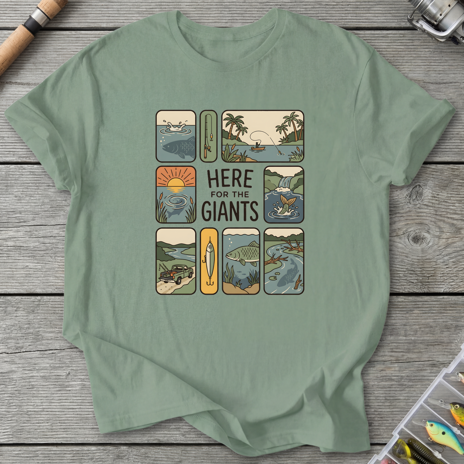 Here For The Giants T-Shirt — Sage | River Giants Club