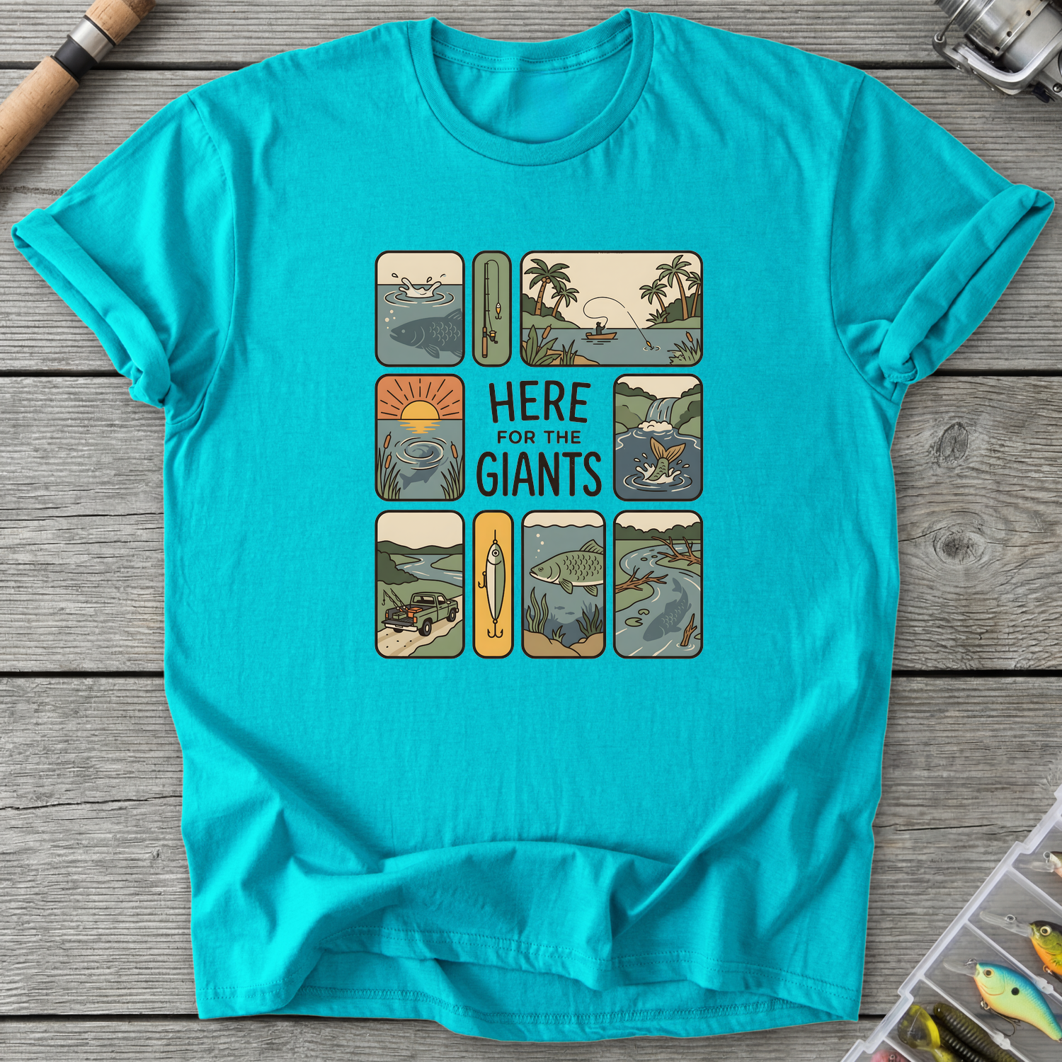 Here For The Giants T-Shirt — Tropical Blue | River Giants Club