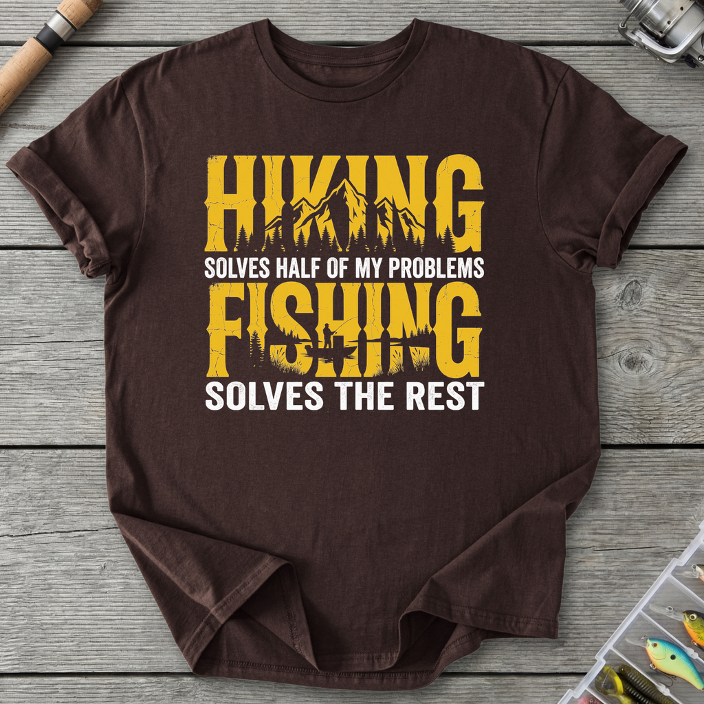 Hiking & Fishing T-Shirt — Dark Chocolate | River Giants Club