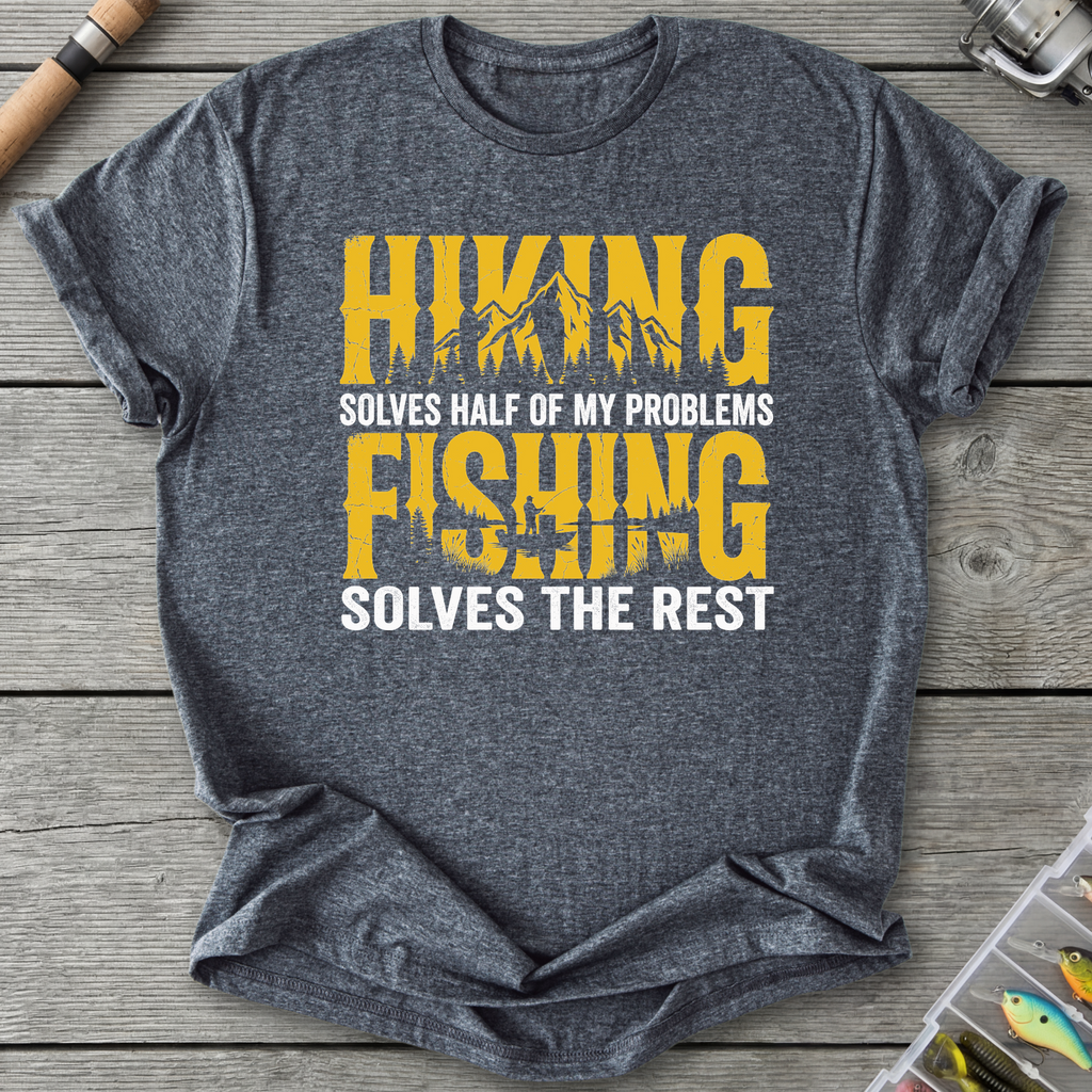 Hiking & Fishing T-Shirt — Dark Heather | River Giants Club