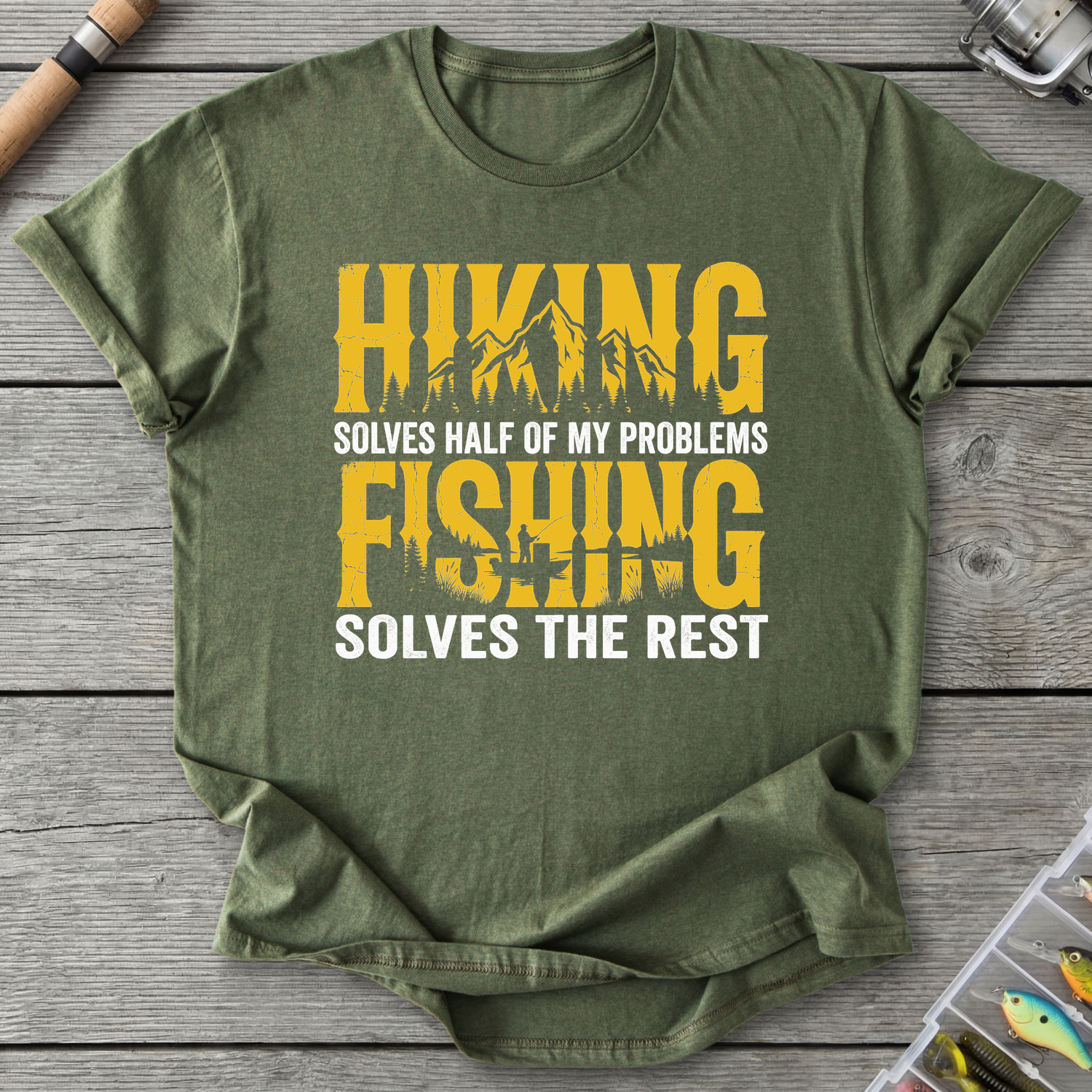 Hiking & Fishing T-Shirt — Military Green | River Giants Club