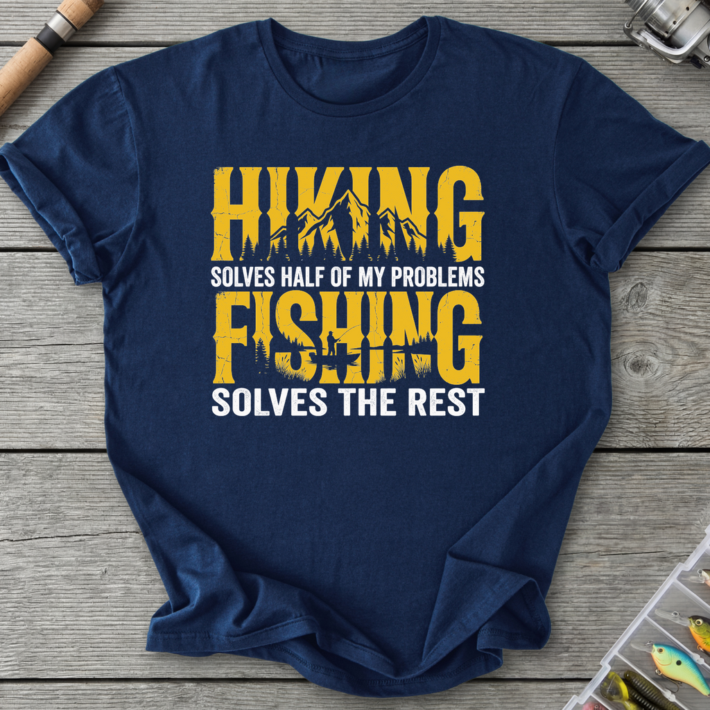 Hiking & Fishing T-Shirt — Navy | River Giants Club