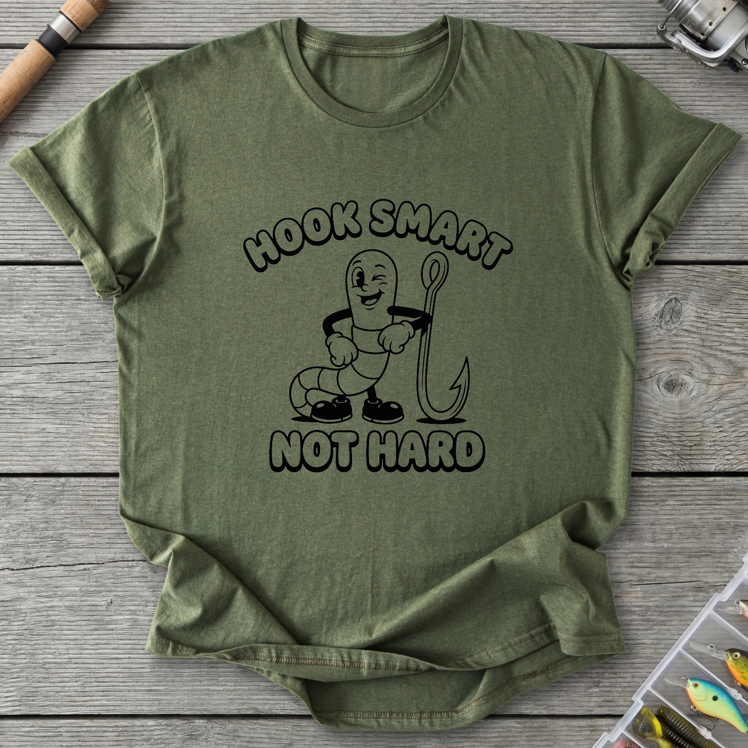 Hook Smart Not Hard T-Shirt — Military Green | River Giants Club