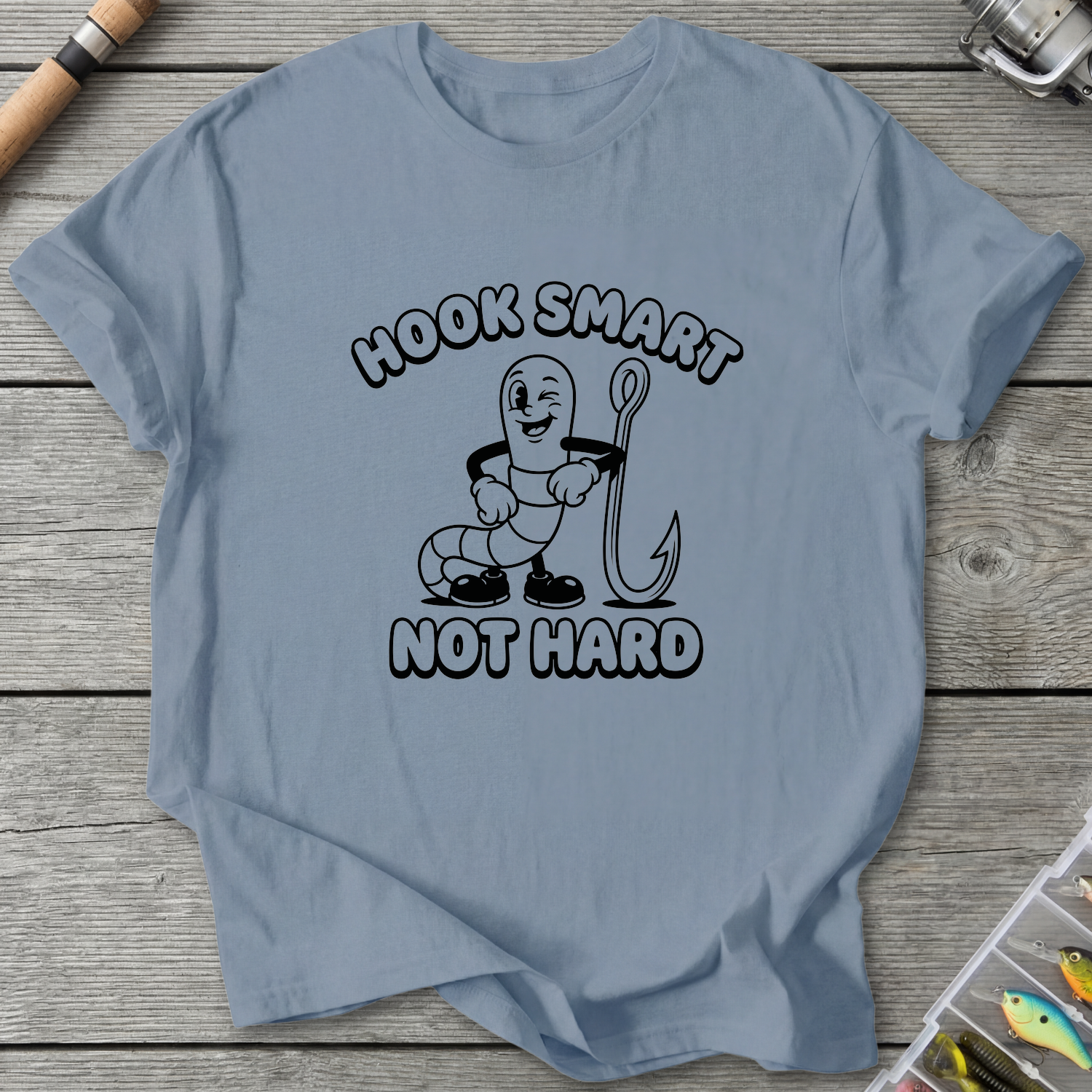 Hook Smart Not Hard T-Shirt — Stone Blue | River Giants Club