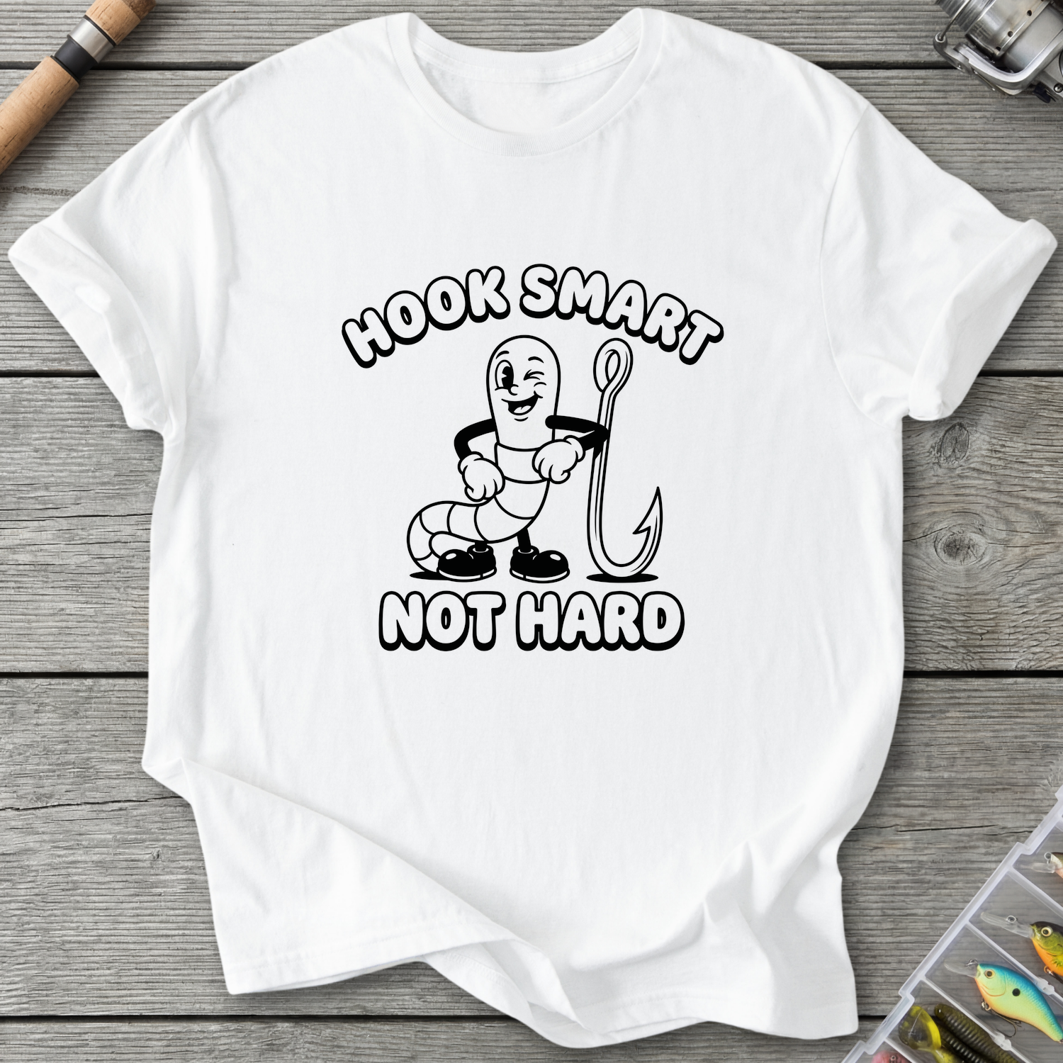 Hook Smart Not Hard T-Shirt — White | River Giants Club