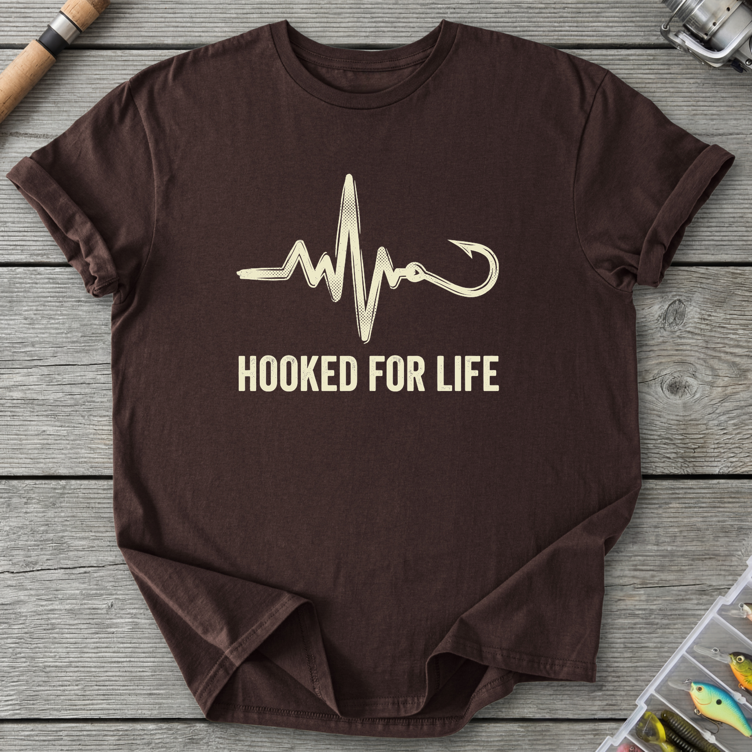 Hooked for Life T-Shirt — Dark Chocolate | River Giants Club