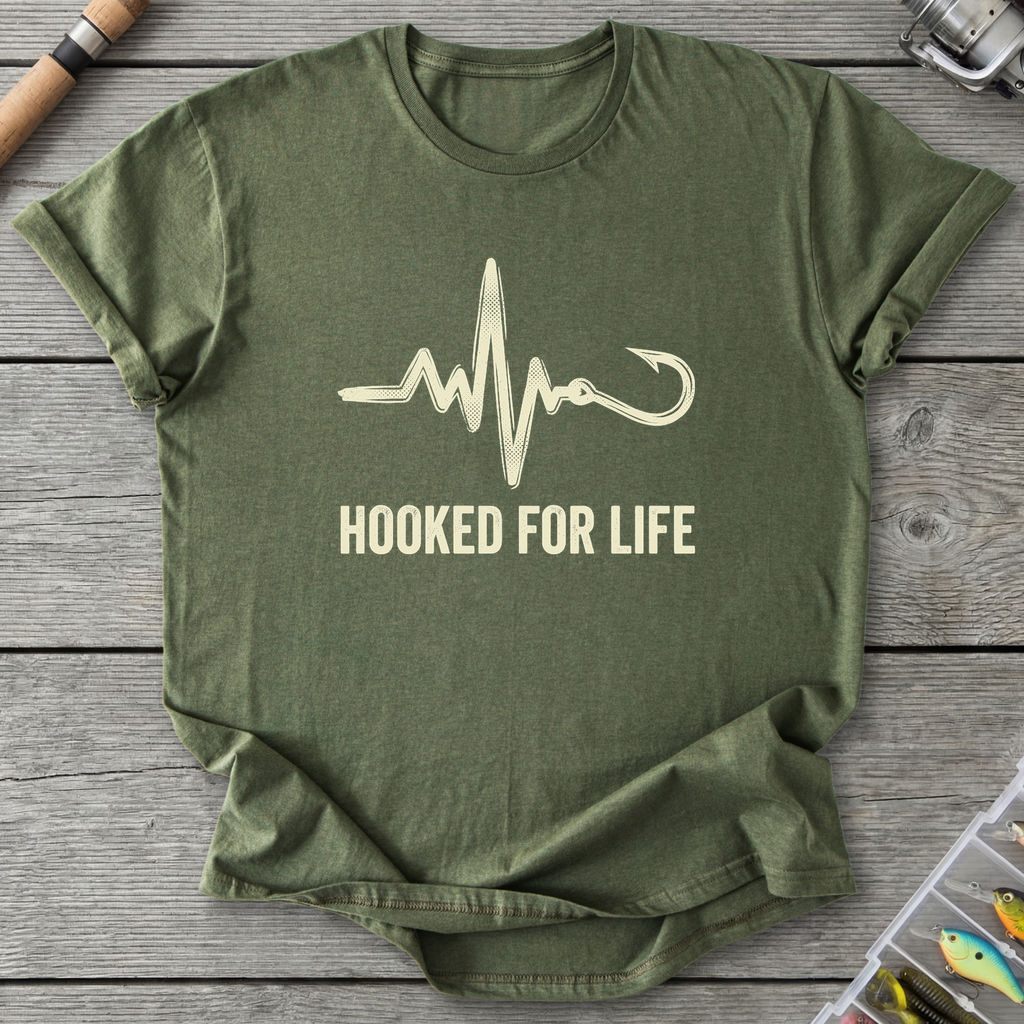 Hooked for Life T-Shirt — Military Green | River Giants Club