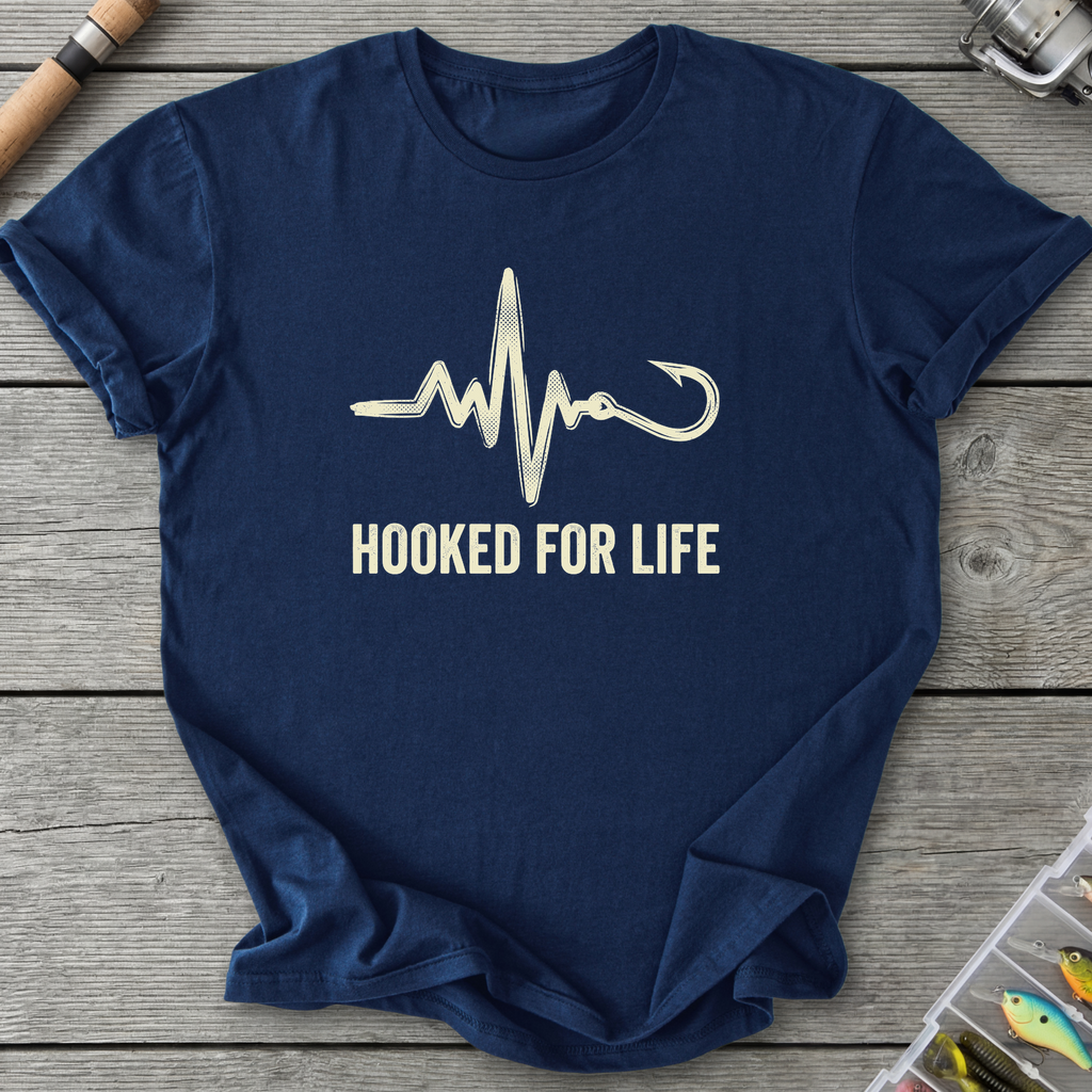 Hooked for Life T-Shirt — Navy | River Giants Club