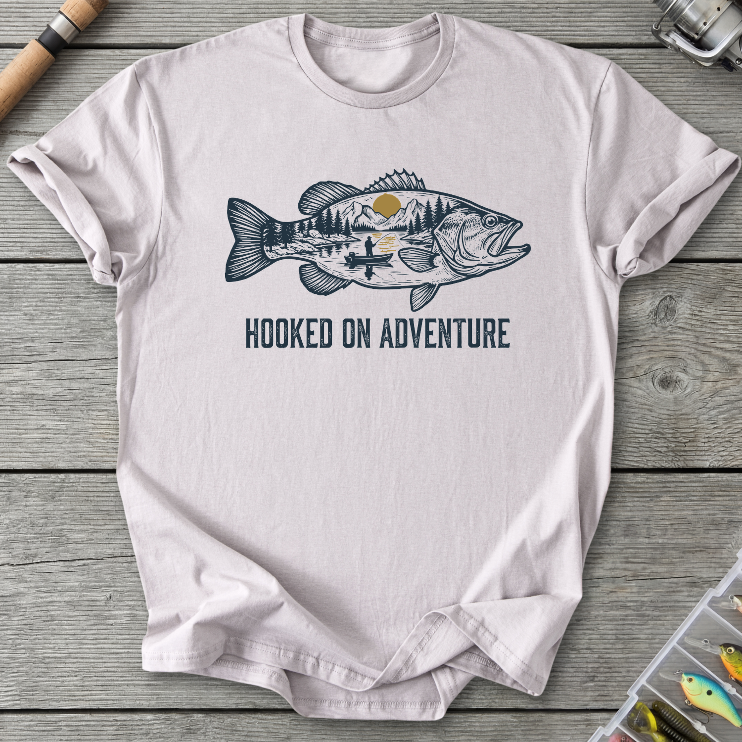 Hooked on Adventure Fish T-Shirt — Ice Grey | River Giants Club