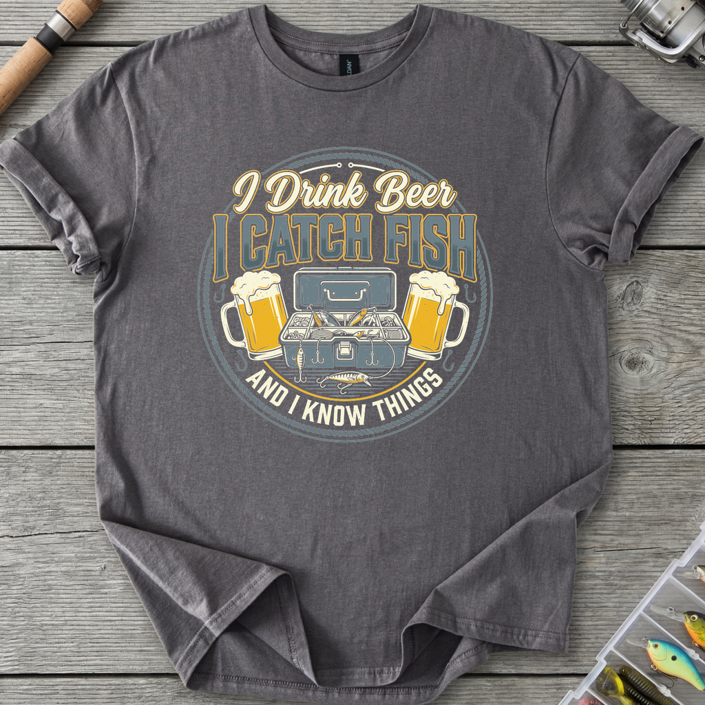 I Drink Beer, I Catch Fish T-Shirt — Charcoal | River Giants Club