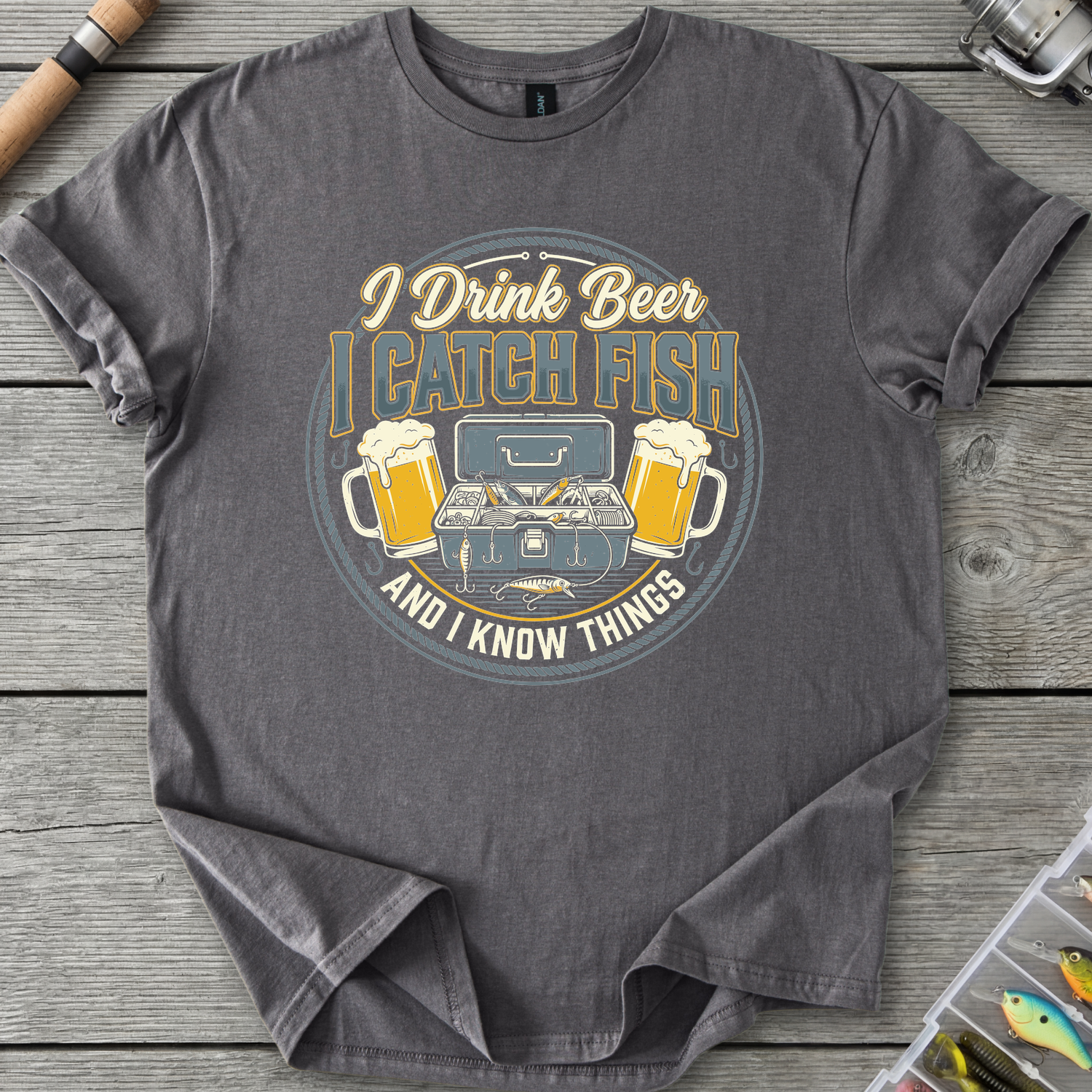I Drink Beer, I Catch Fish T-Shirt — Charcoal | River Giants Club