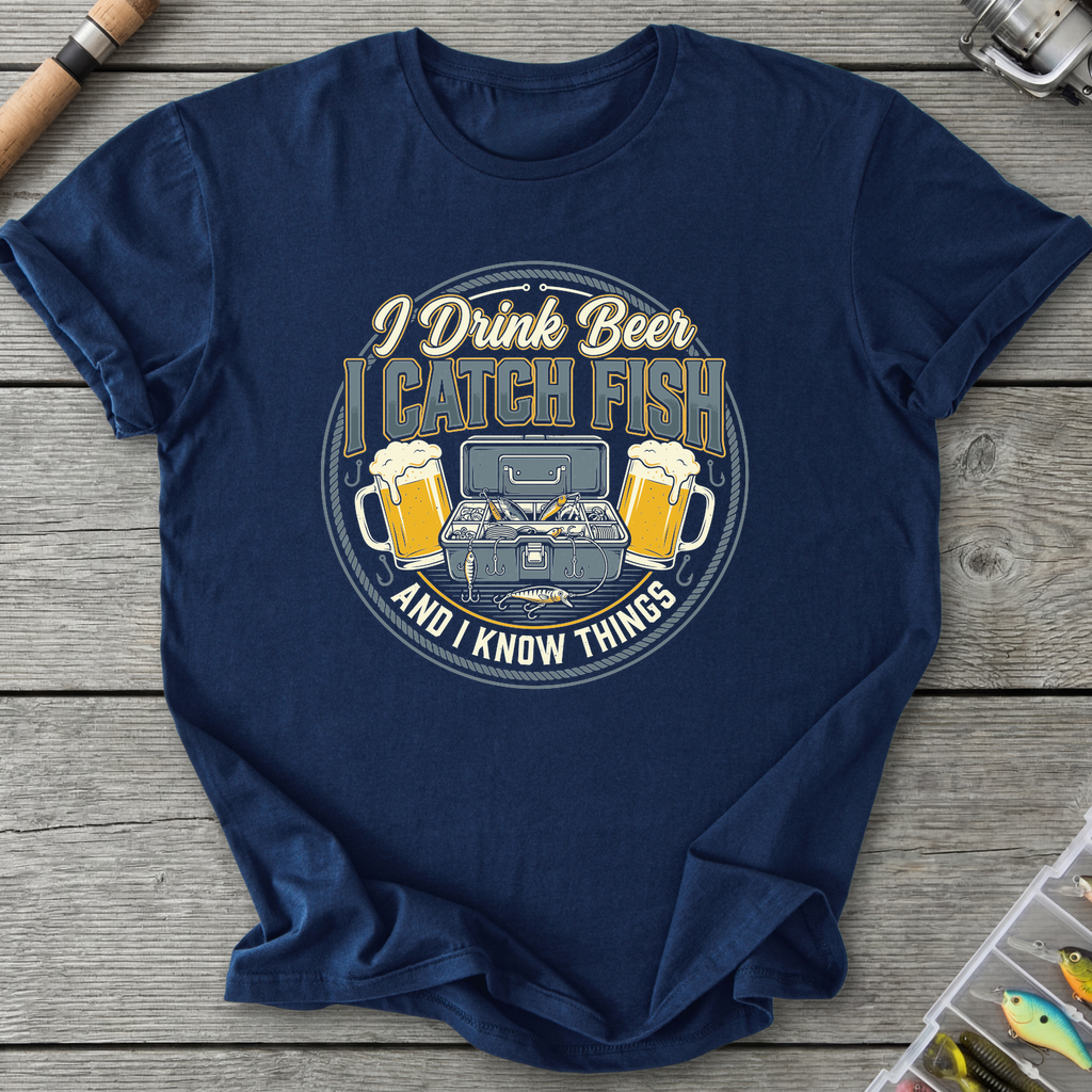 I Drink Beer, I Catch Fish T-Shirt — Navy | River Giants Club