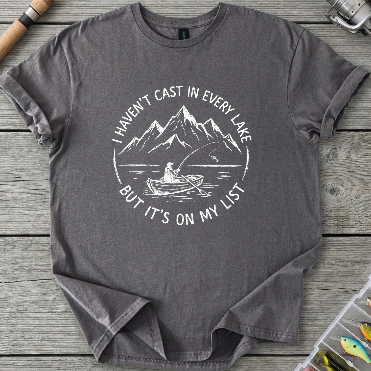 I Haven't Cast in Every Lake T-Shirt — Charcoal | River Giants Club