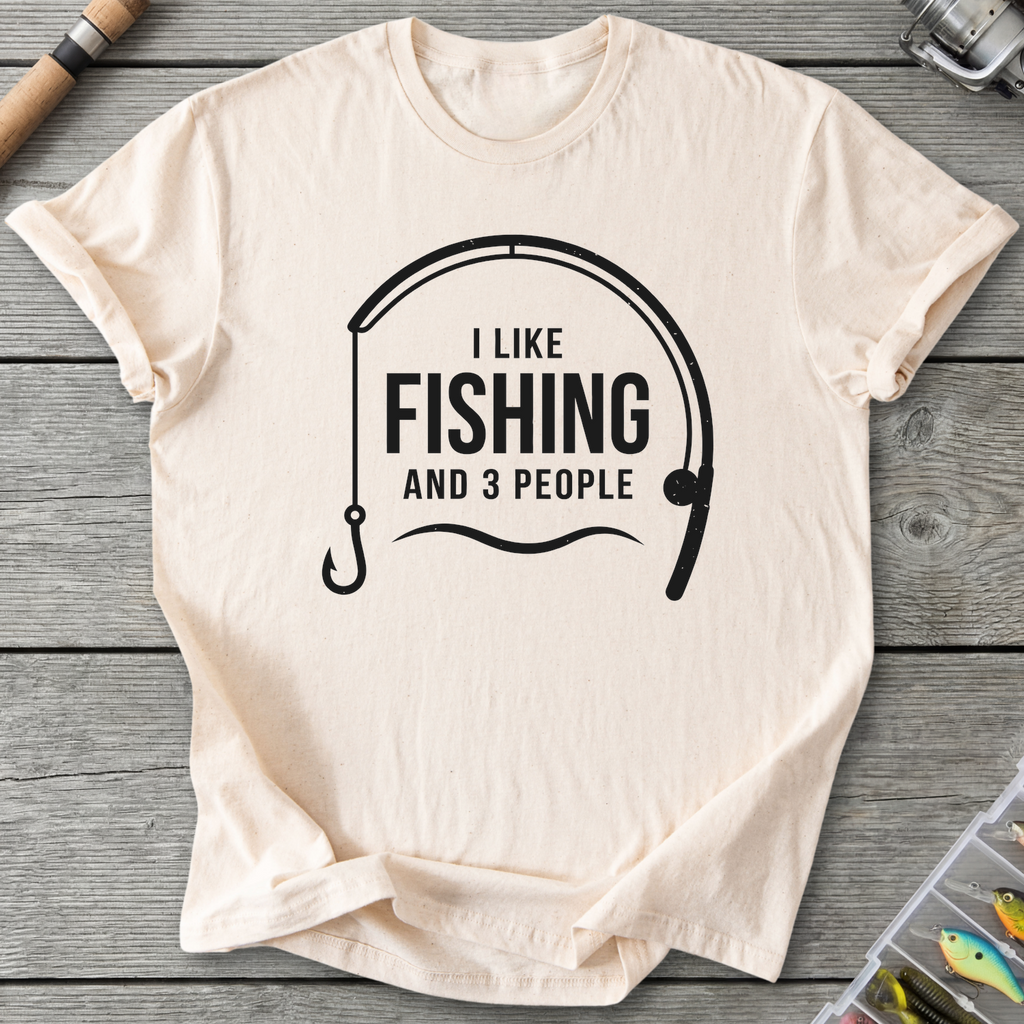 I Like Fishing and 3 People T-Shirt — Natural | River Giants Club