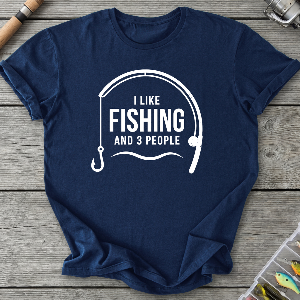 I Like Fishing and 3 People T-Shirt — Navy | River Giants Club