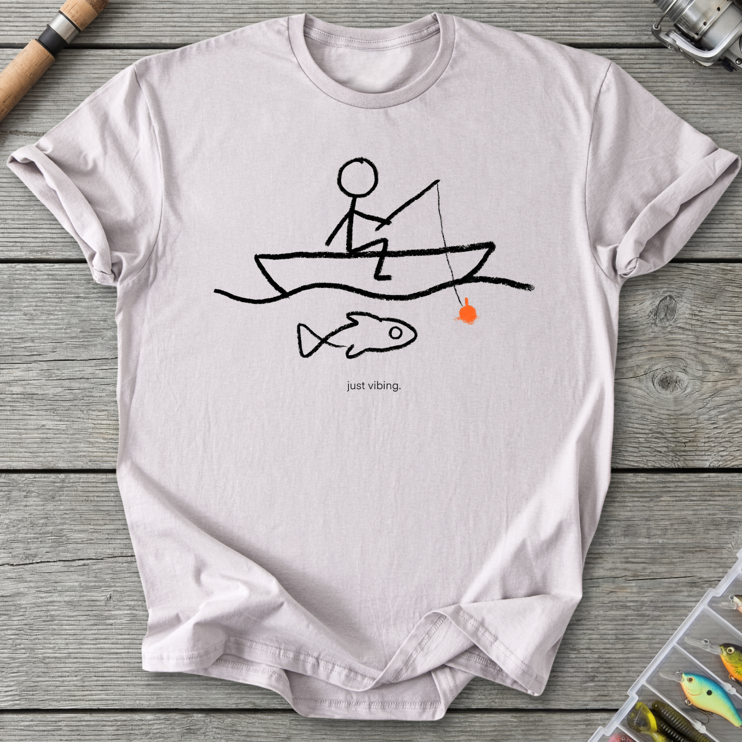 Just Vibing Fishing T-Shirt — Ice Grey | River Giants Club
