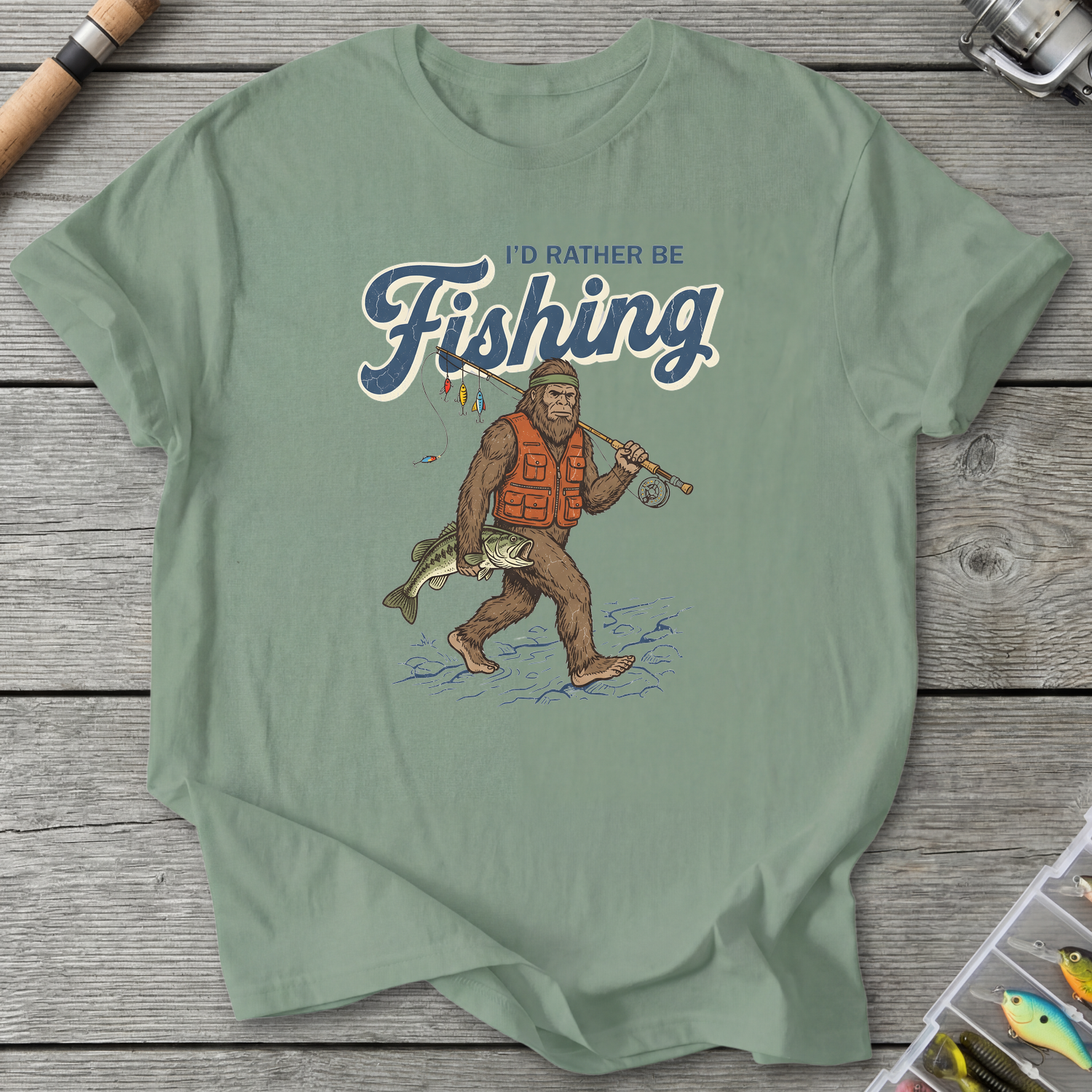 I'd Rather Be Fishing T-Shirt — Sage | River Giants Club